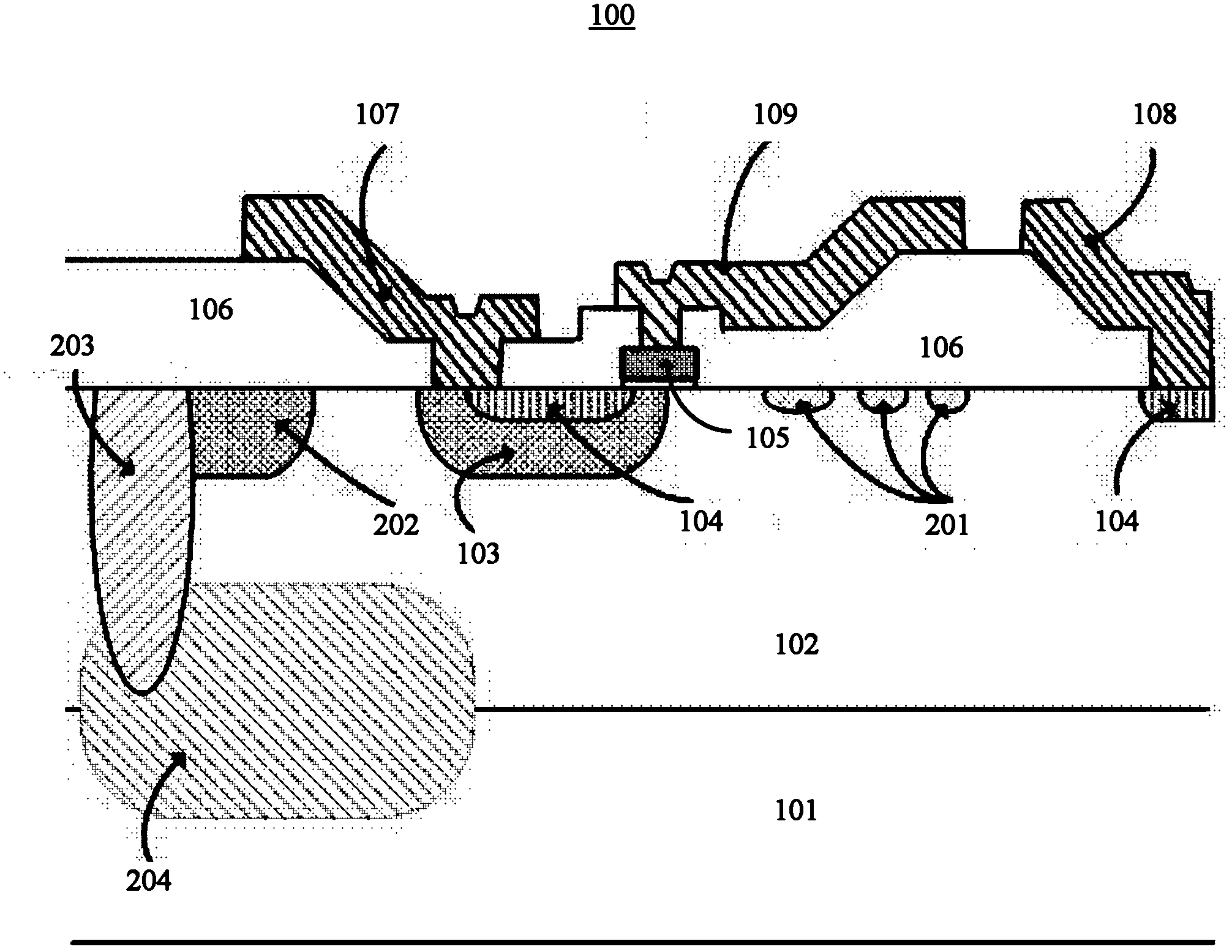 LDMOS structure in ultrahigh voltage BCD technology