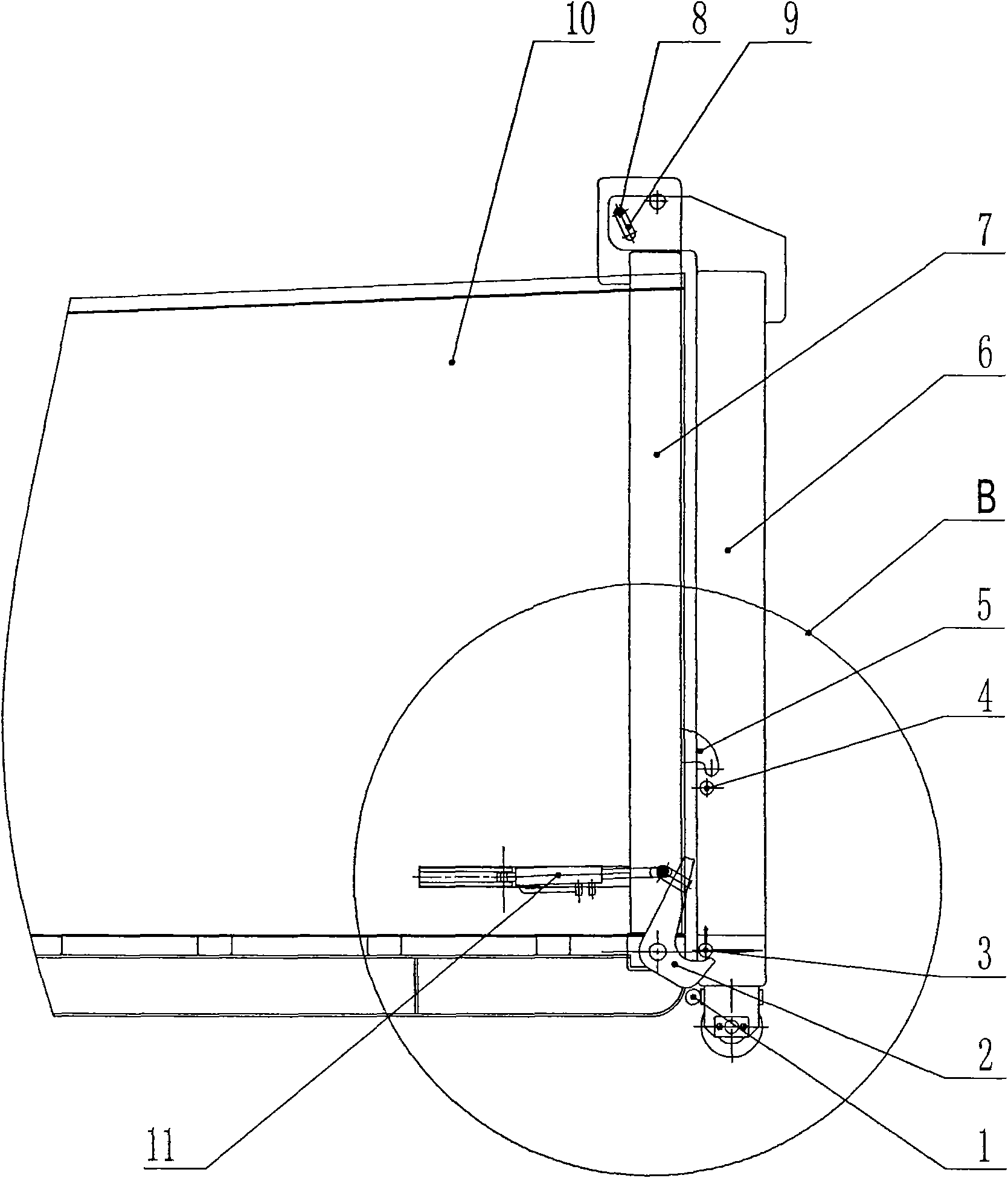 Device for opening and closing back door of rubbish bin