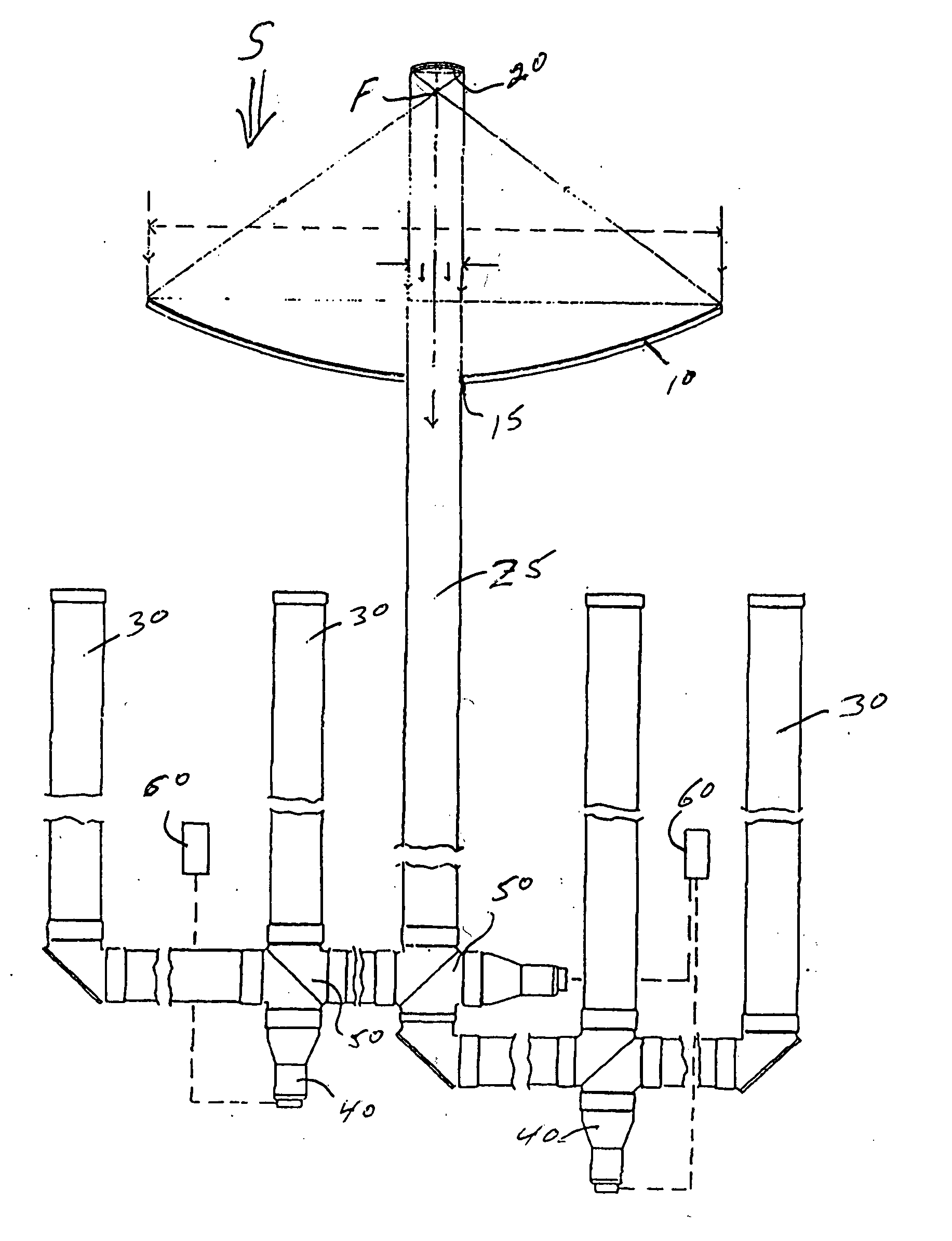 Light tube system for distributing sunlight or artificial light singly or in combination