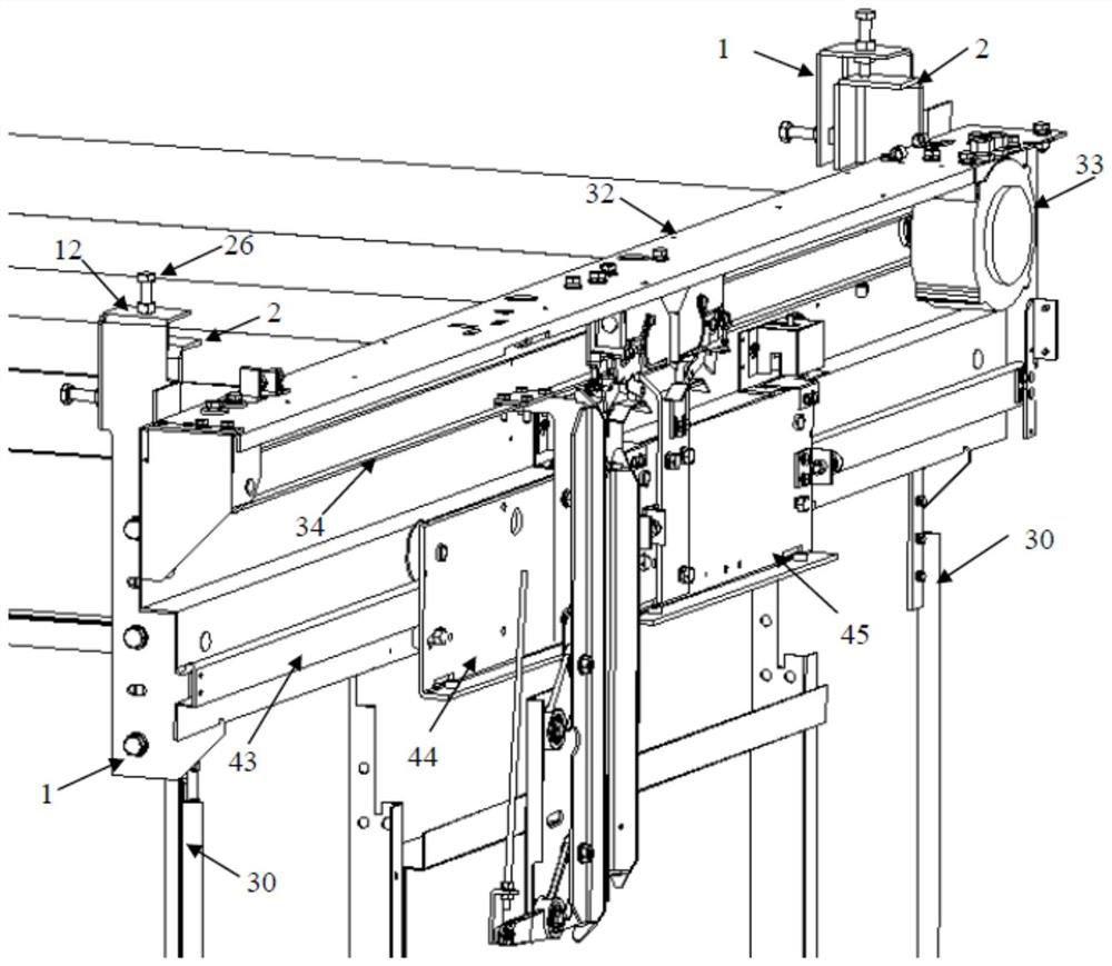 Installation structure and installation method of car door machine, main connecting bracket and auxiliary connecting bracket