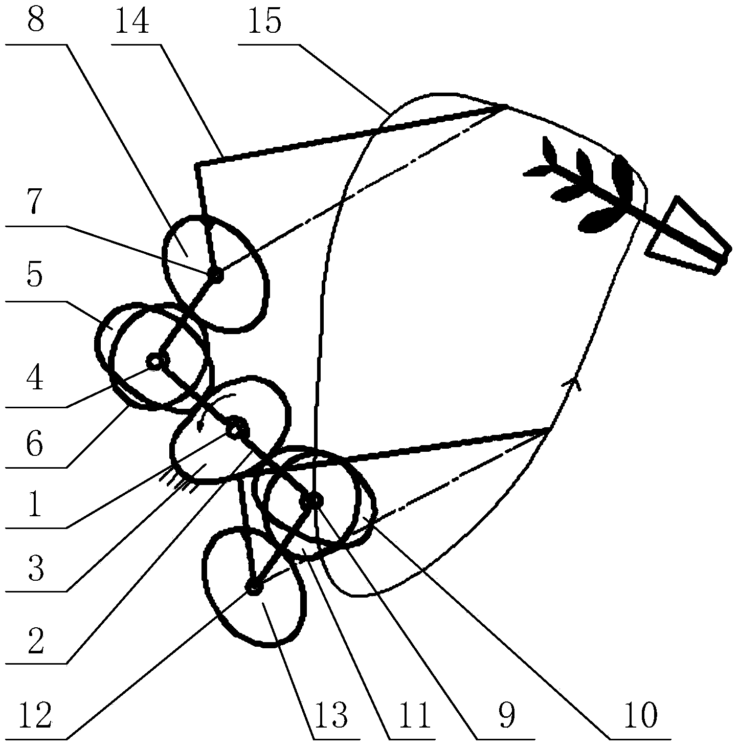 Freedom second-order noncircular gear-Fourier gear pot seedling transplanting seedling clamping type seedling taking mechanism