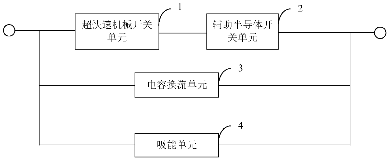 Hybrid direct-current circuit breaker based on capacitor commutation