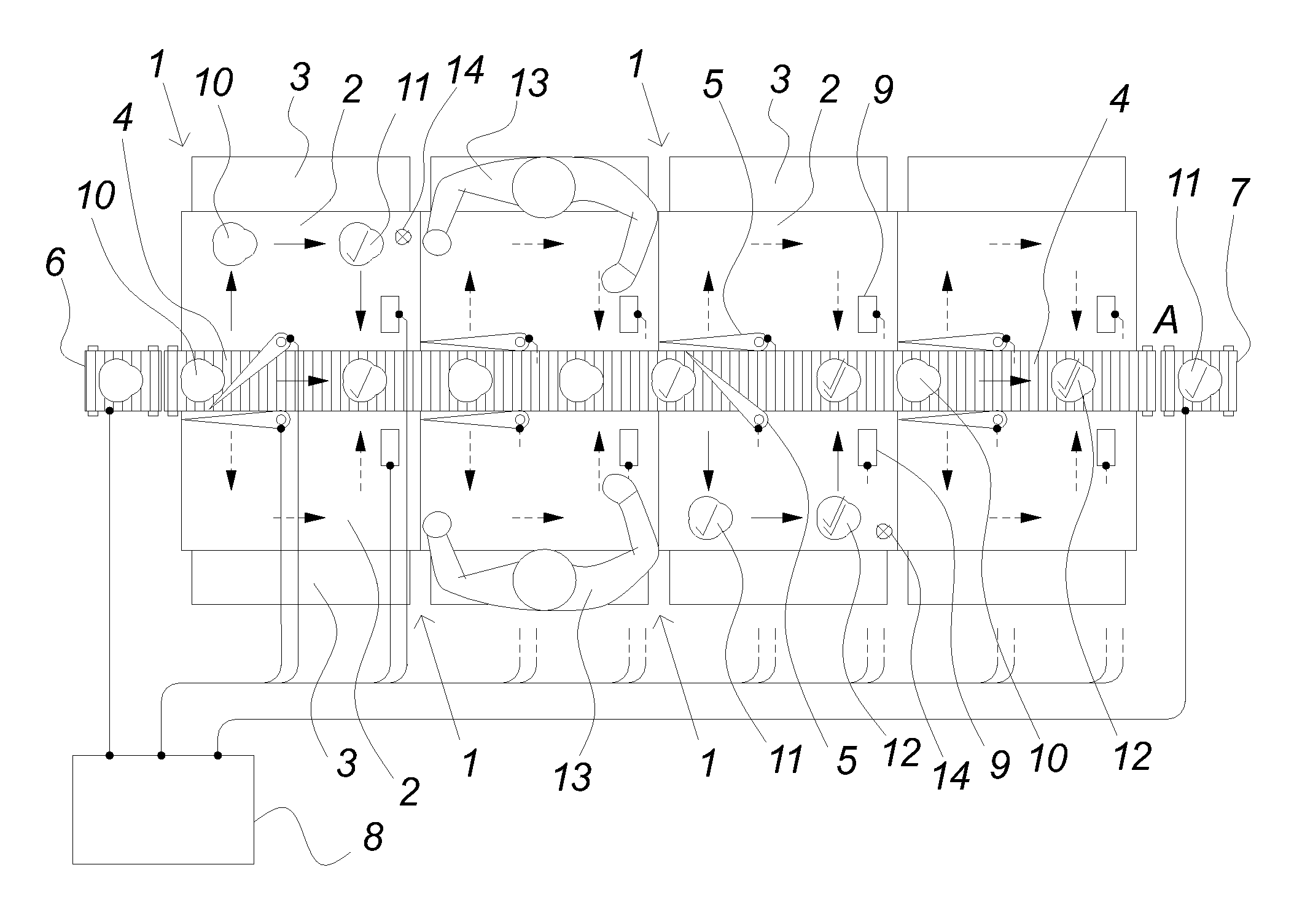 Method for processing items such as pieces of meat