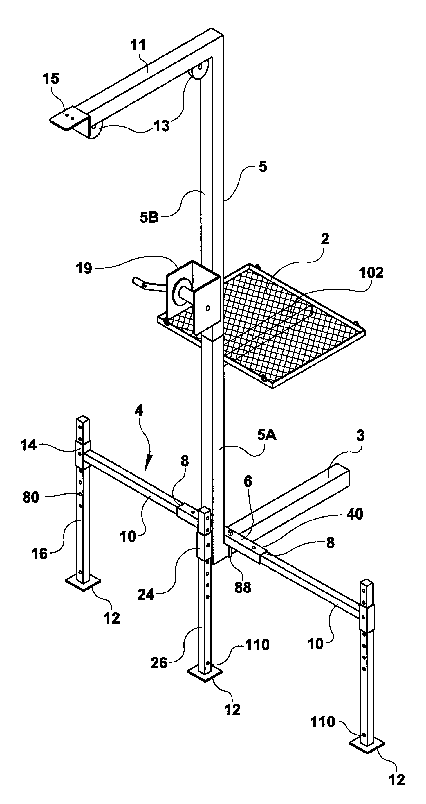 Deer hoist for an all terrain vehicle