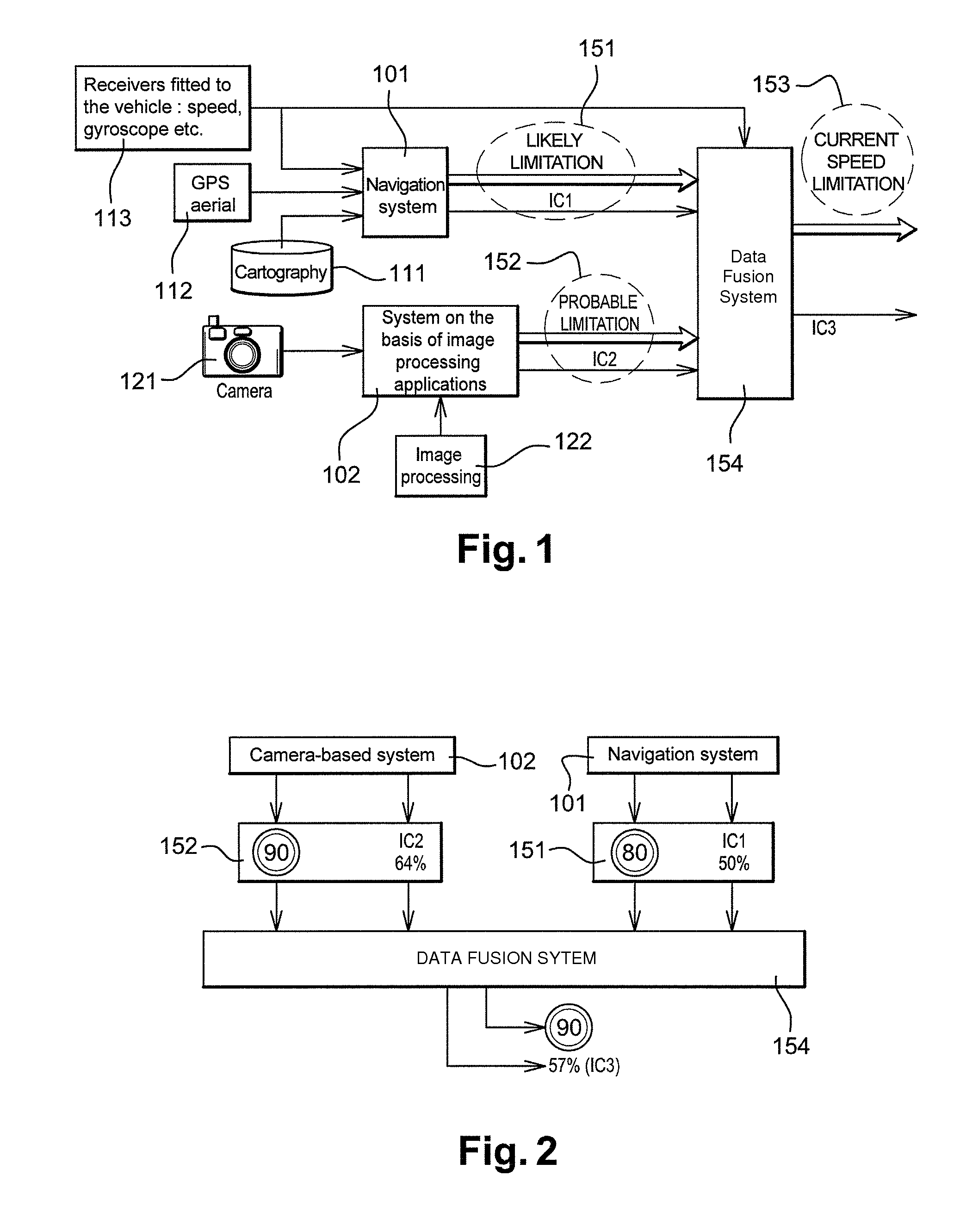 Process for the automatic determination of speed limitations on a road and an associated system