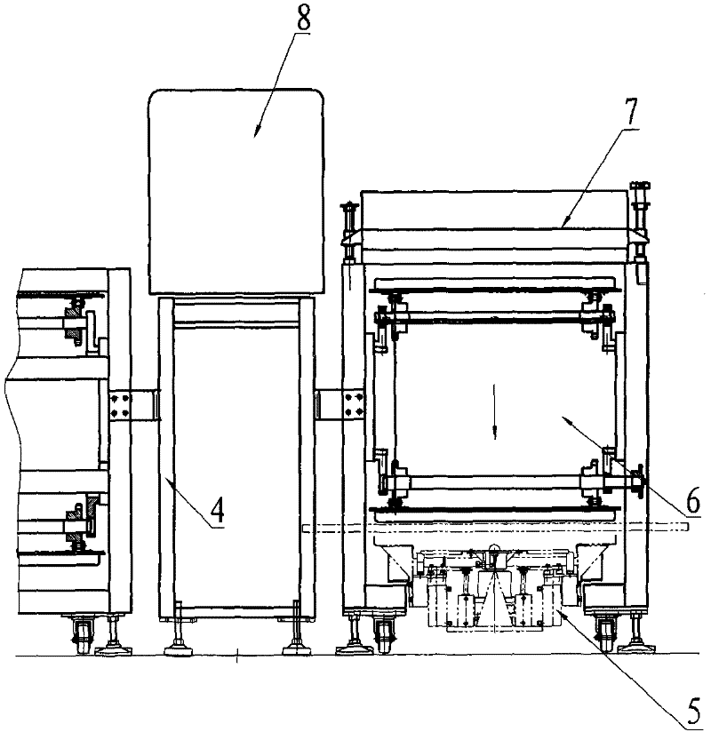 Lifting device for transfer plate at the end of printing machine