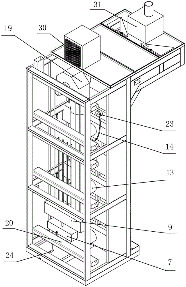 Gas-catalytic, flameless and infrared-radiation hot air internal recycle drying unit module of passenger car