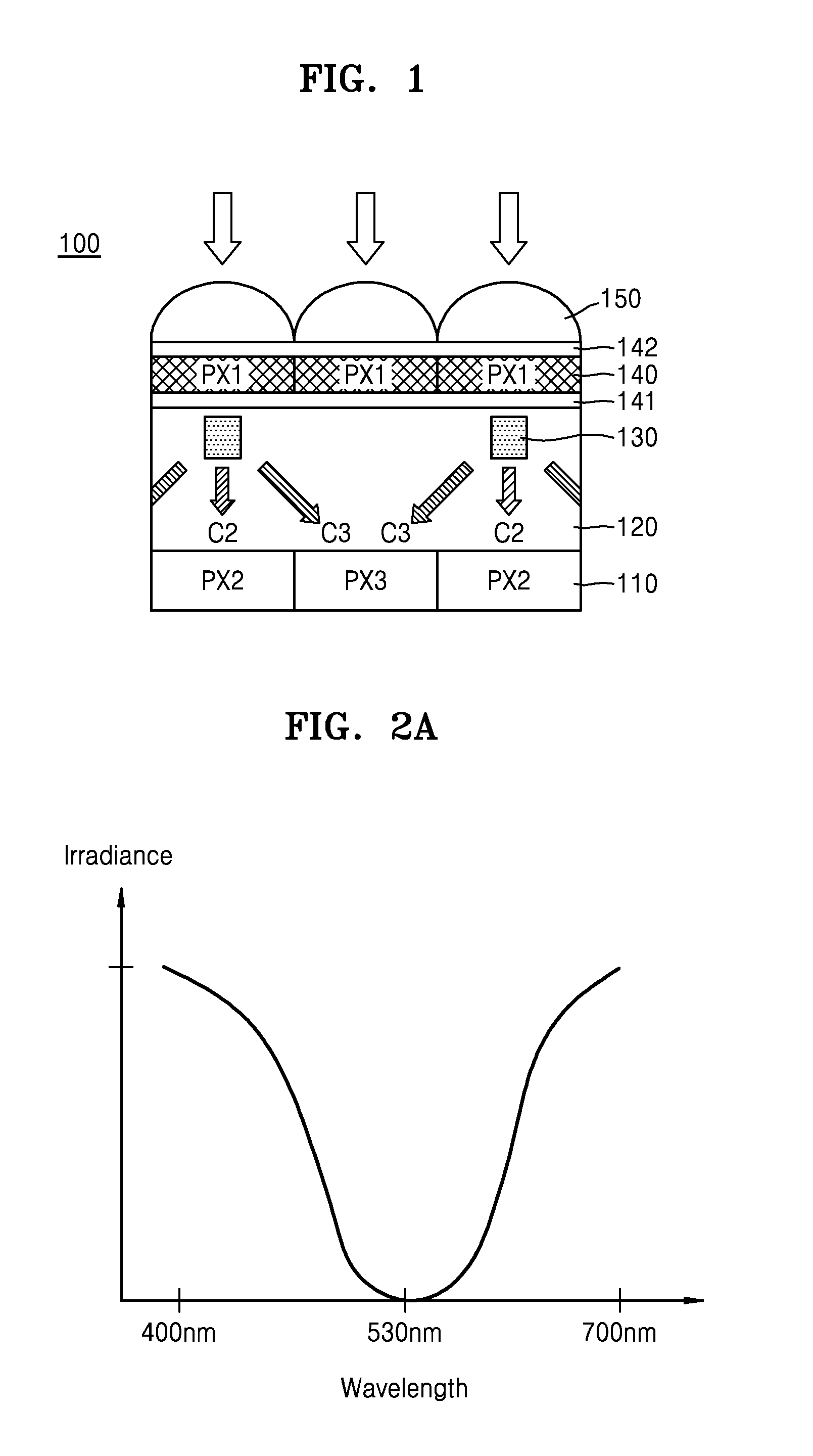 Stacked type image sensor including color separation element and image pickup apparatus including the stacked type image sensor