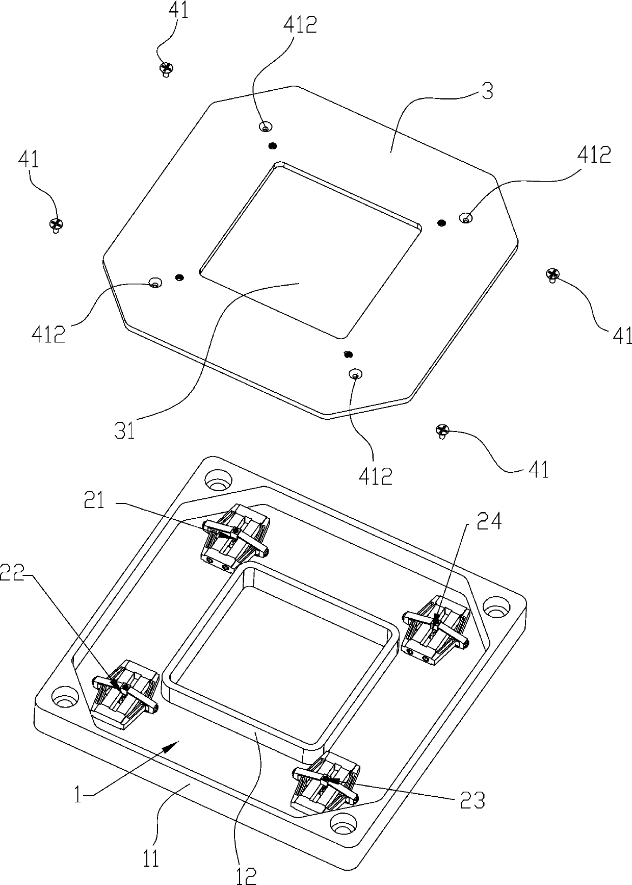 Two-rotation one-translation large-stroke small-thickness large-hollow parallel piezoelectric micro-motion platform