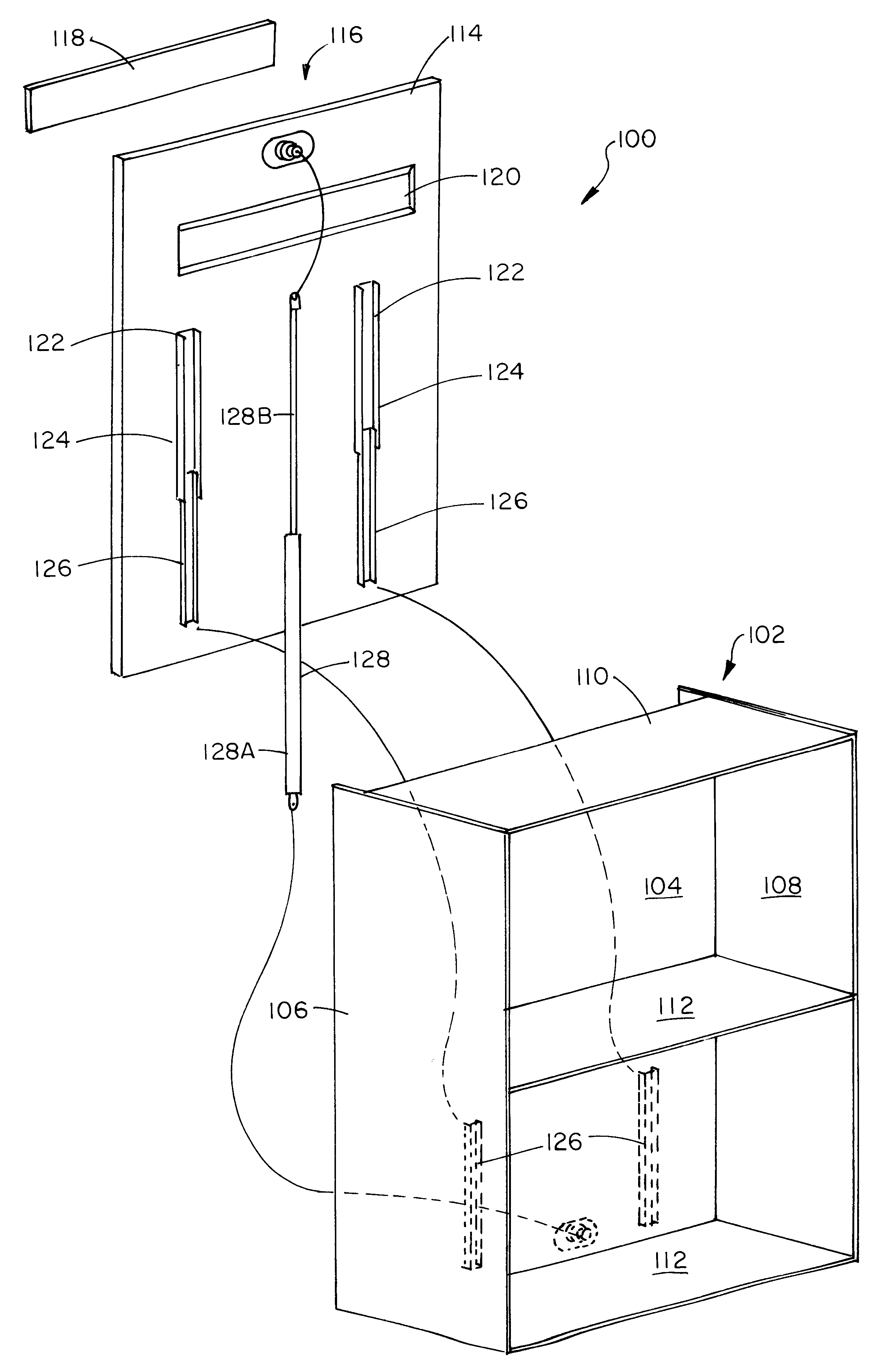 Cabinet with downward extendable/retractable shelves