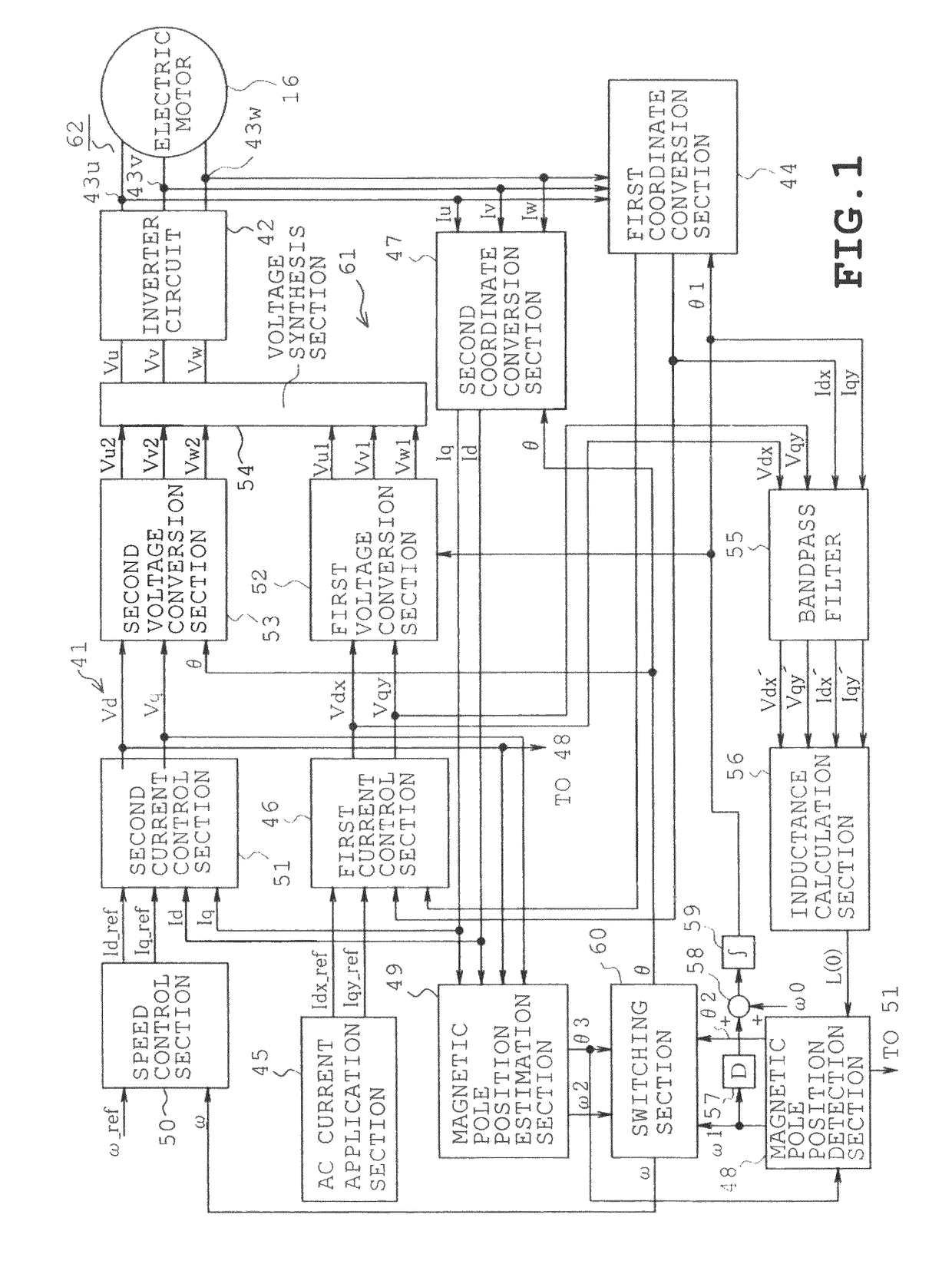 Motor magnetic pole position detecting device