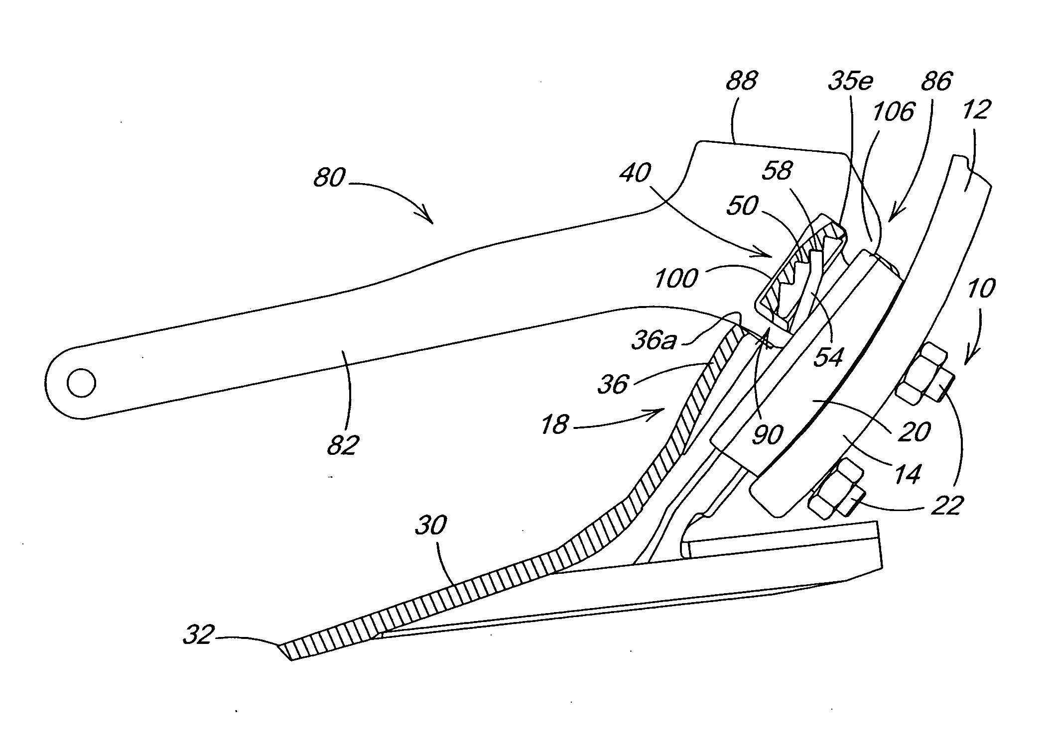 Tool for a knock-on sweep structure