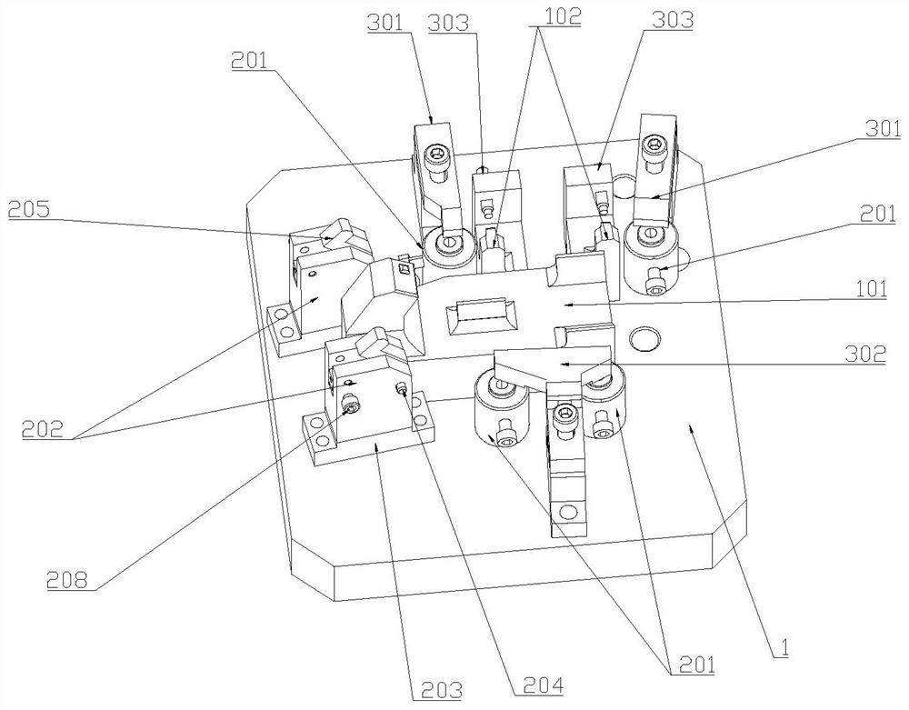 Grinding clamp suitable for turbine multi-connected guide vane part assembly