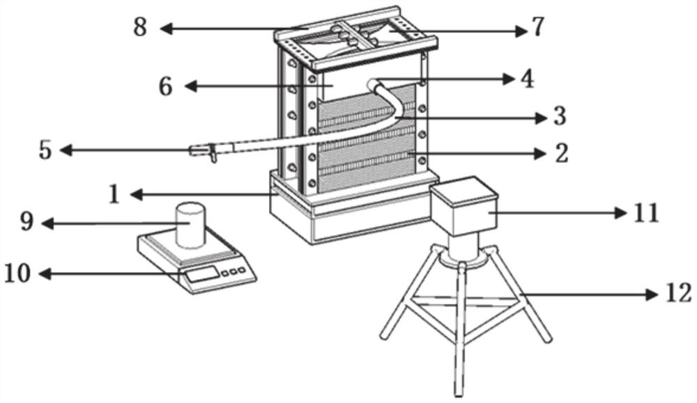 Soil form test device, system and method under action of seepage