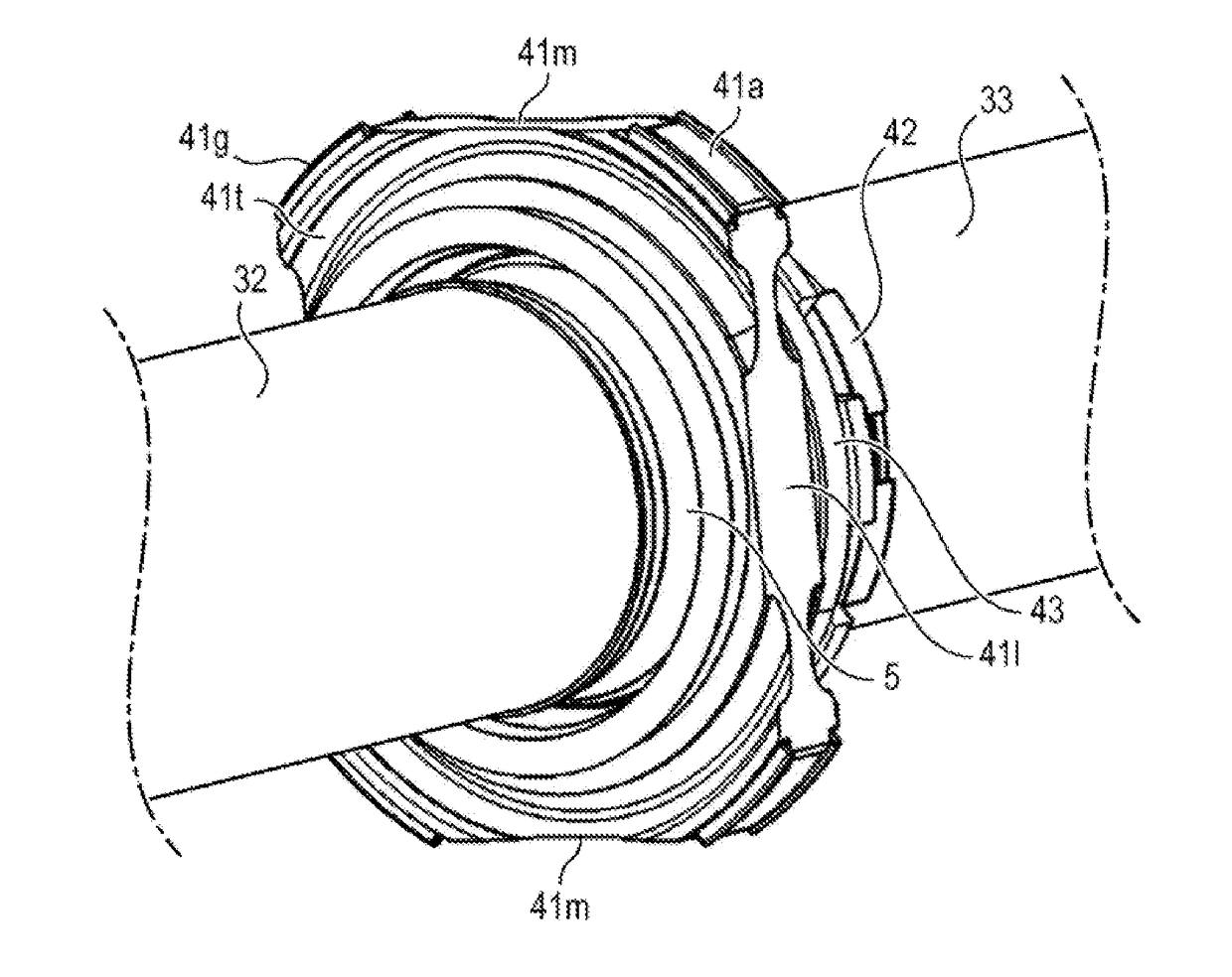 Support providing a complete connection between a turbine shaft and a degassing pipe of a turbojet