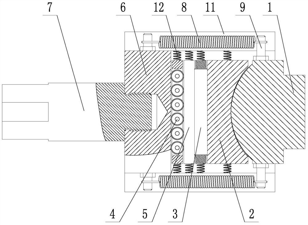 A spherical pressure head and double-layer roller-type compression force transmission mechanism