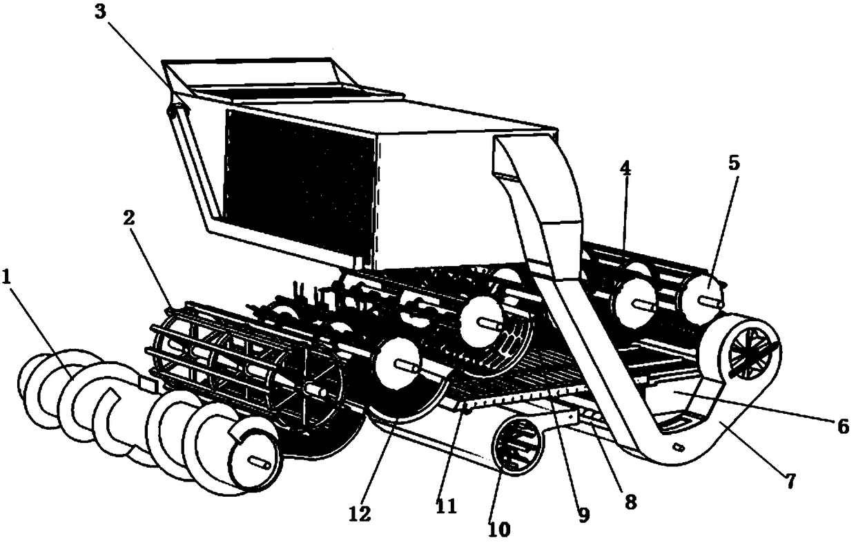 Multi-tangential-flow drum corn threshing and cleaning device