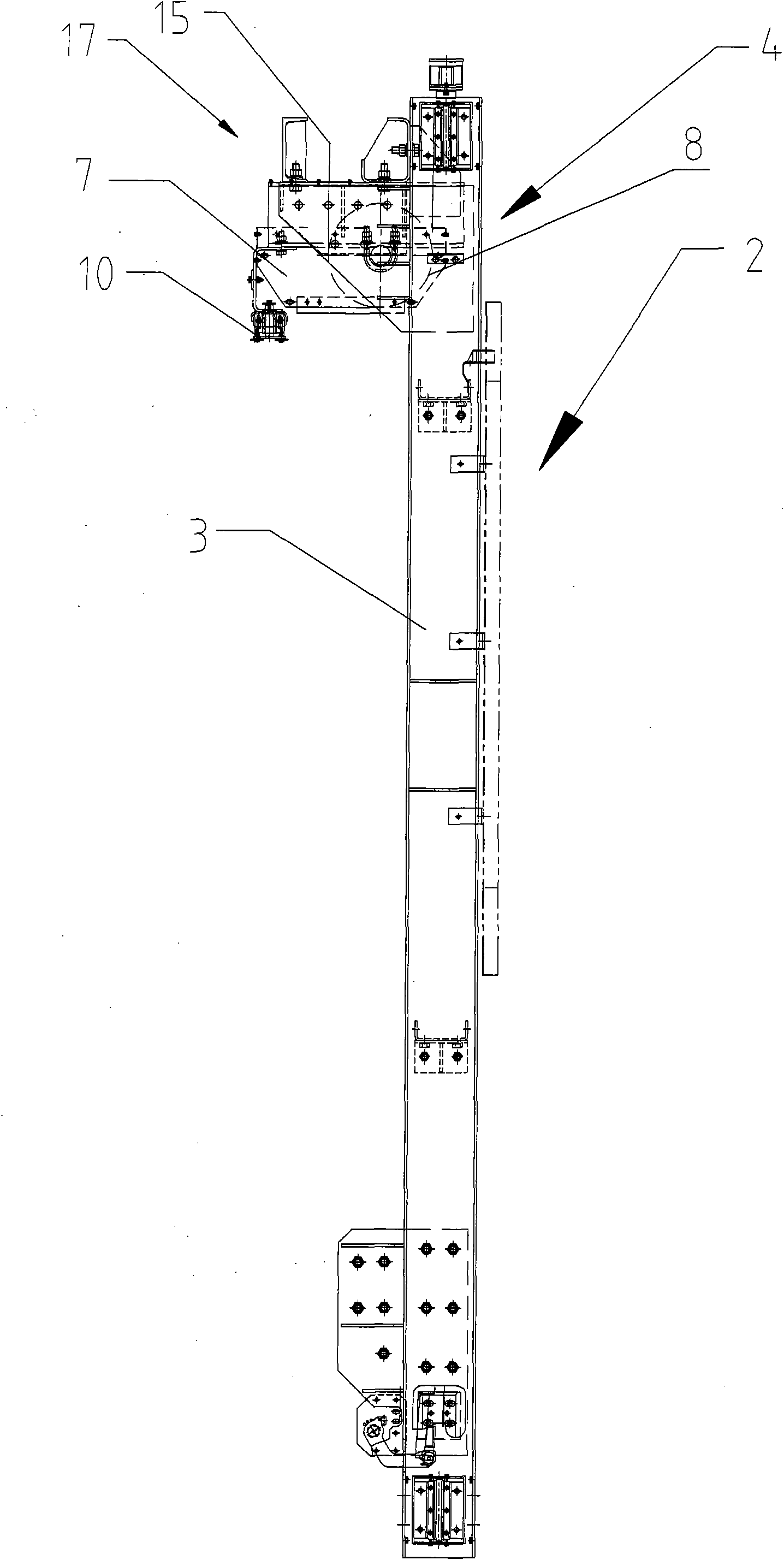 Right angle-opening cantilever elevator