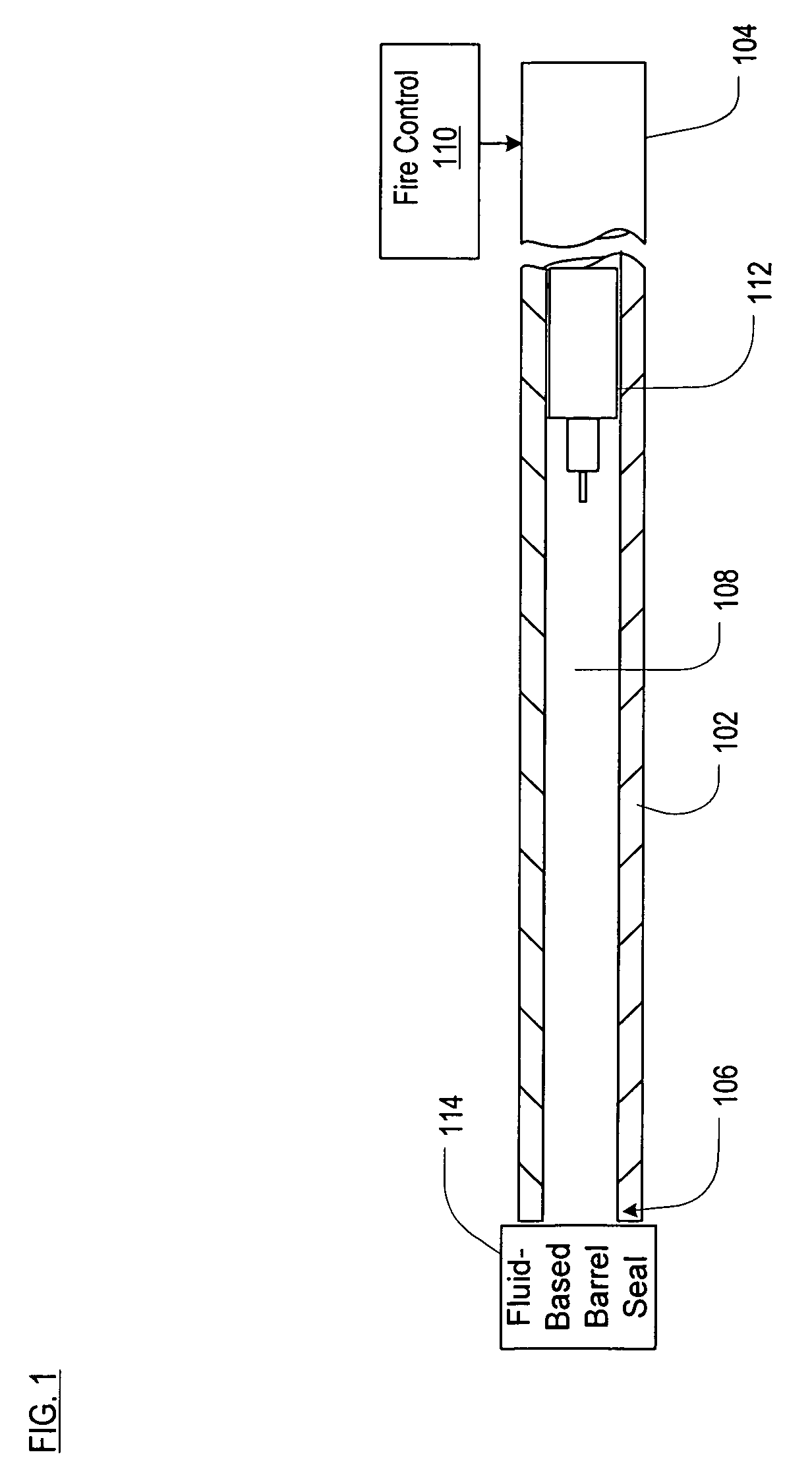 Underwater gun comprising a passive fluidic barrel seal