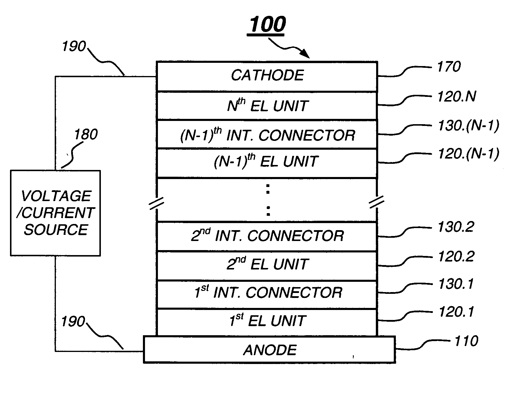 Tandem OLED having an organic intermediate connector