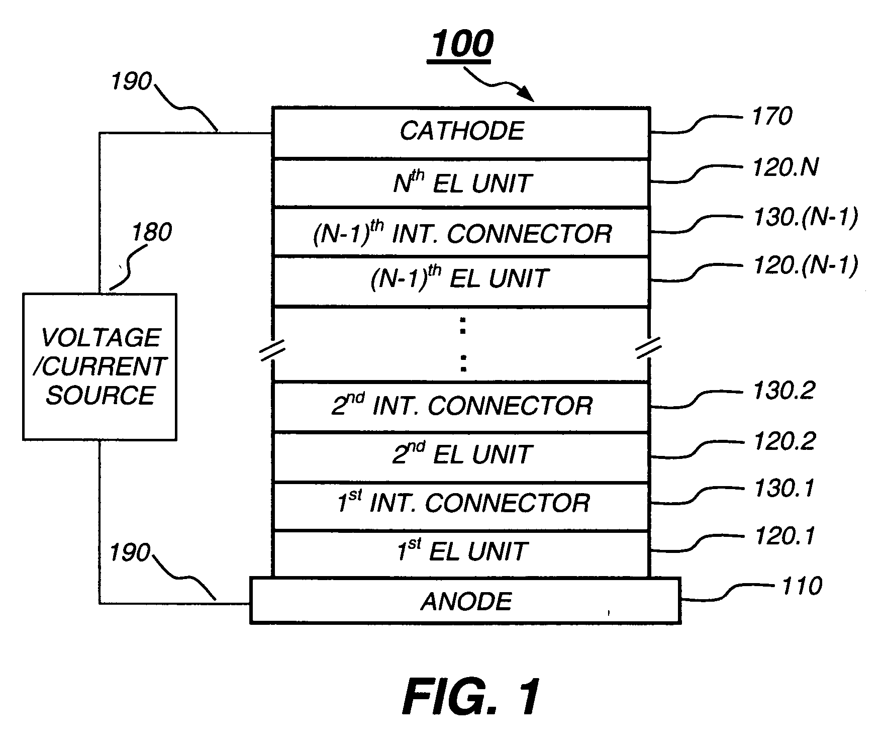 Tandem OLED having an organic intermediate connector