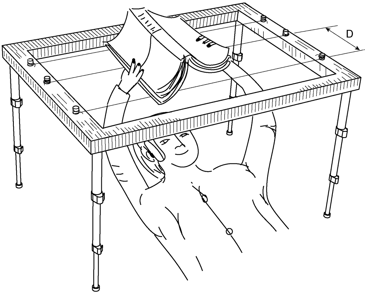 Supporting bracket for supine reading