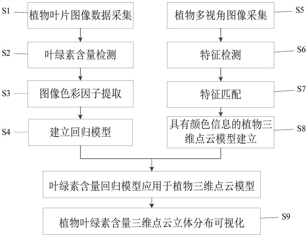 Plant chlorophyll content three-dimensional space three-dimensional distribution visualization method based on point cloud