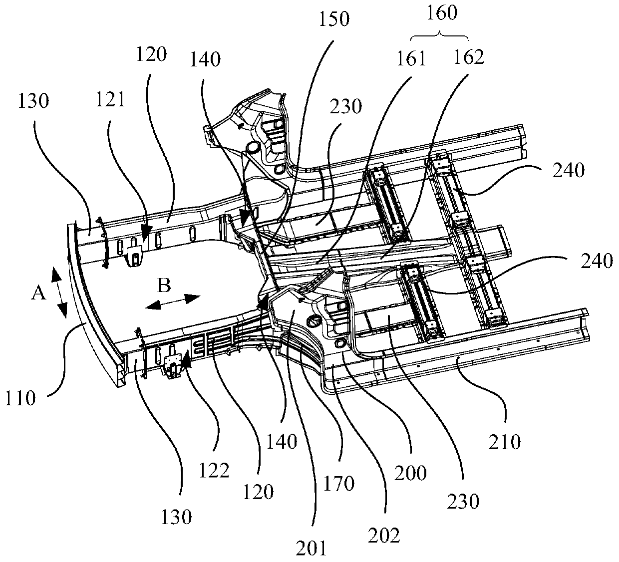 Vehicle, vehicle body and force transmission structure thereof