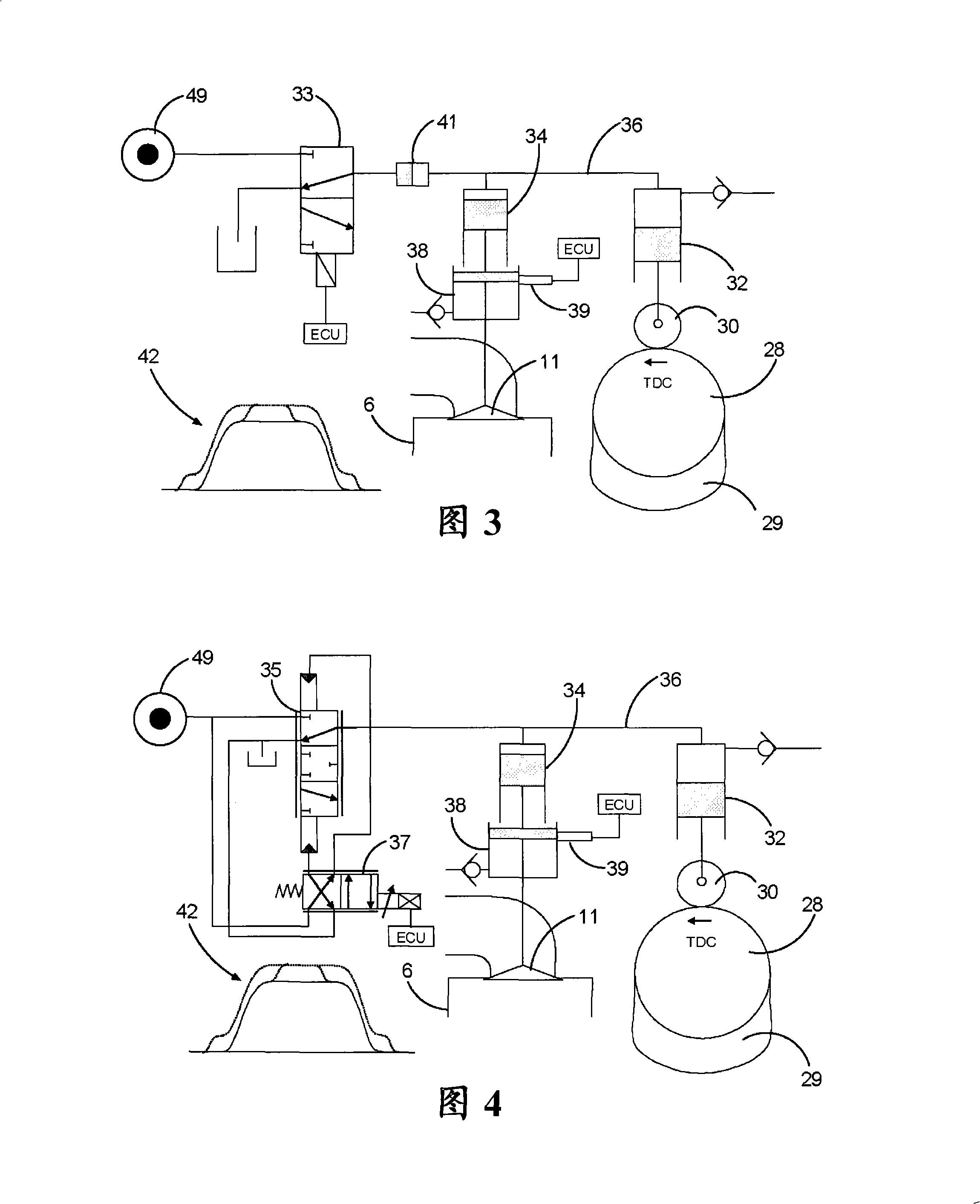 Cam driven exhaust valve actuating system for large two-stroke diesel engine