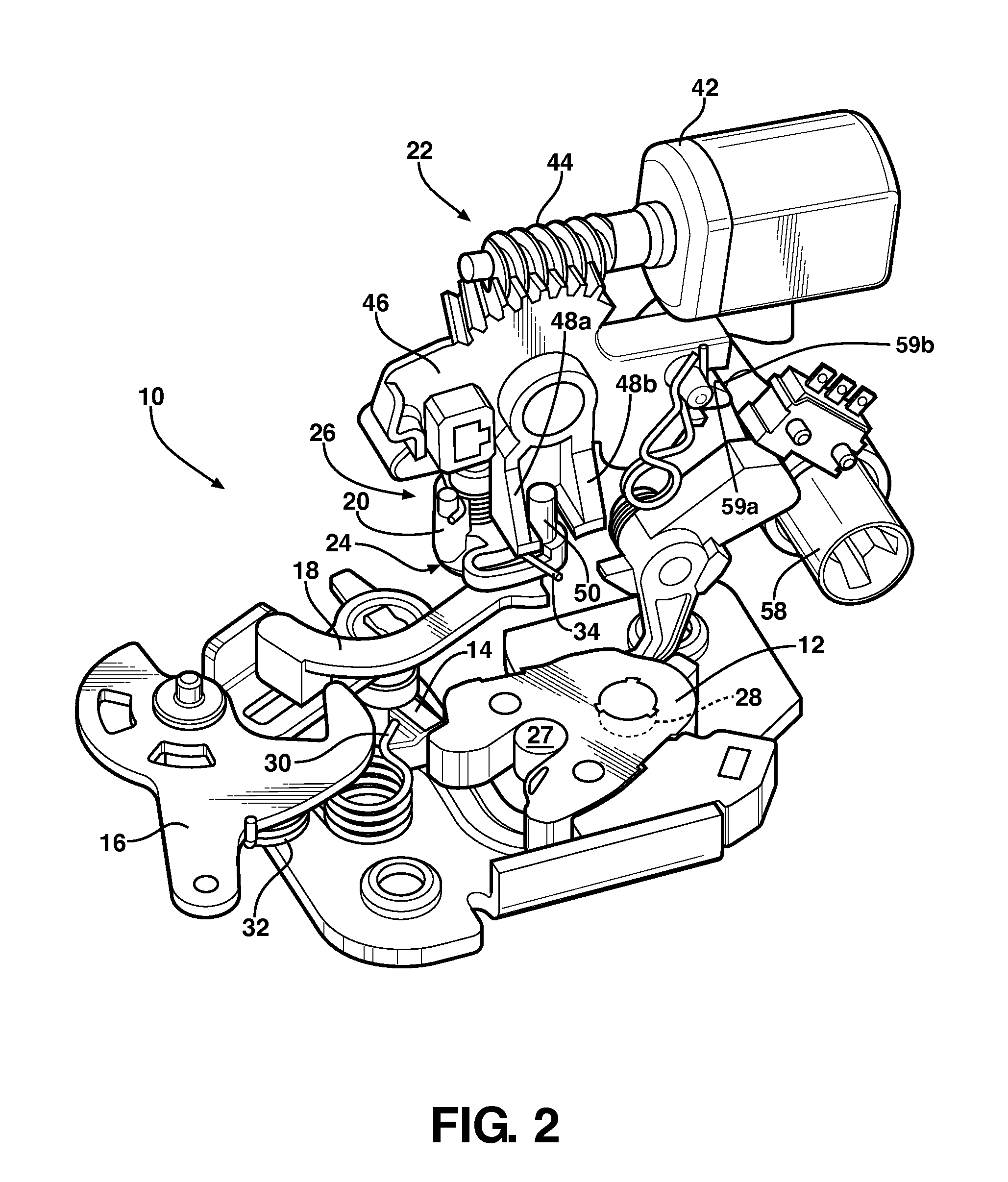 Door latch with emergency lock actuator and 'impatient passenger' feature