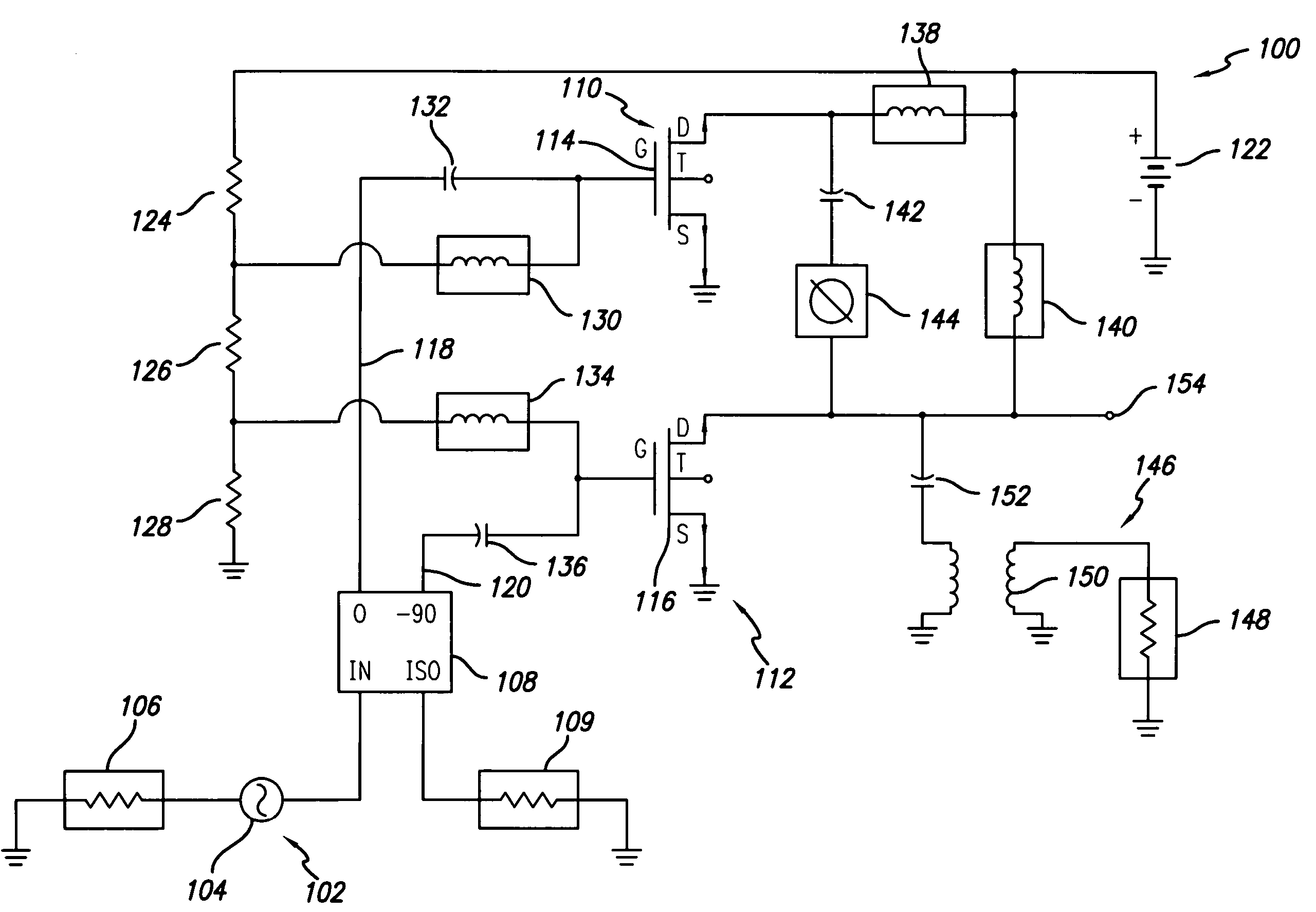 RF amplifier employing active load linearization