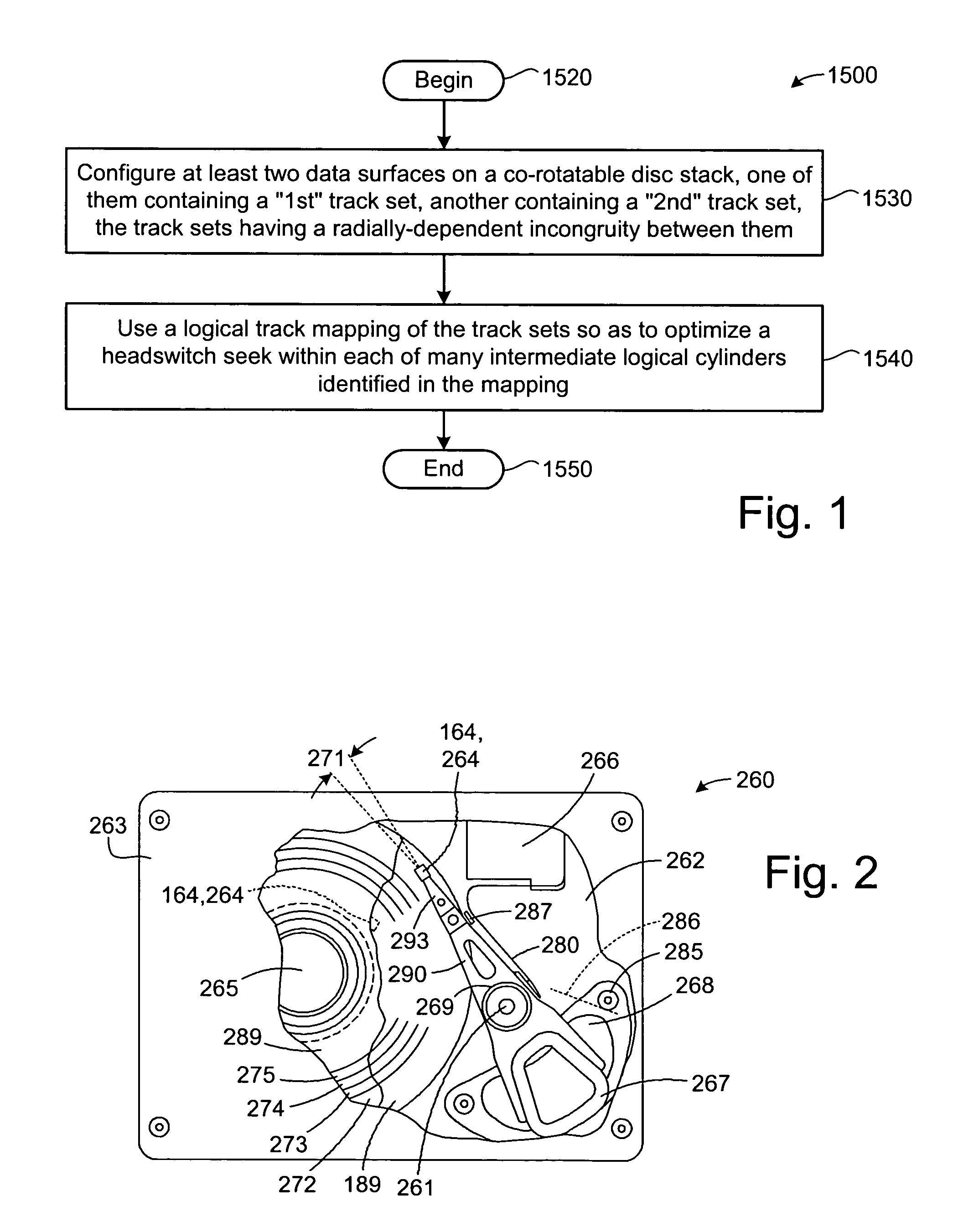 Logical mapping for improved head switching between corresponding tracks in a data handling device