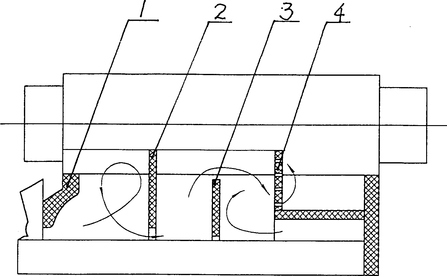 Boiler with water pipes and fire pipes with flow in opposite directions