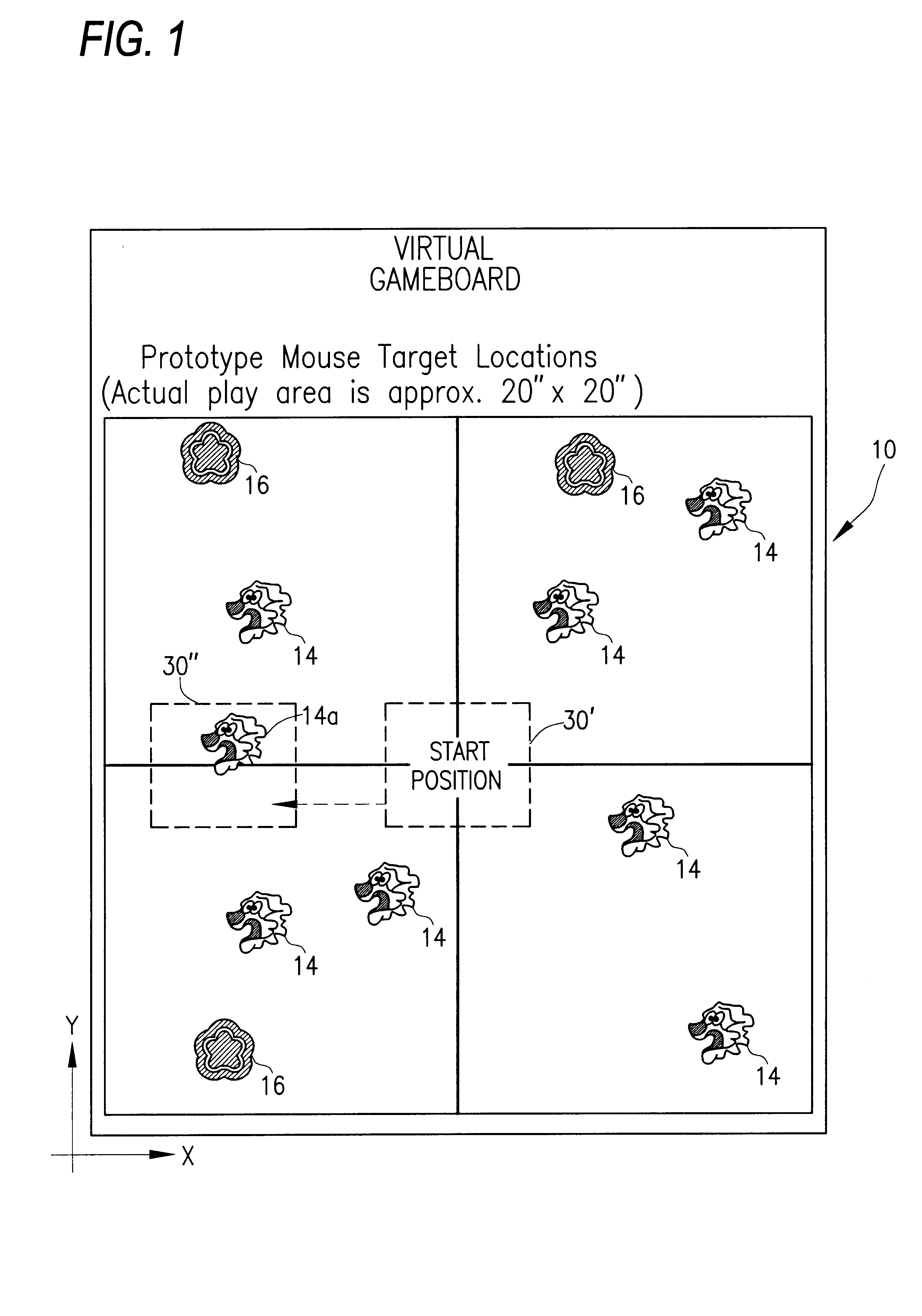 Virtual game board and tracking device therefor