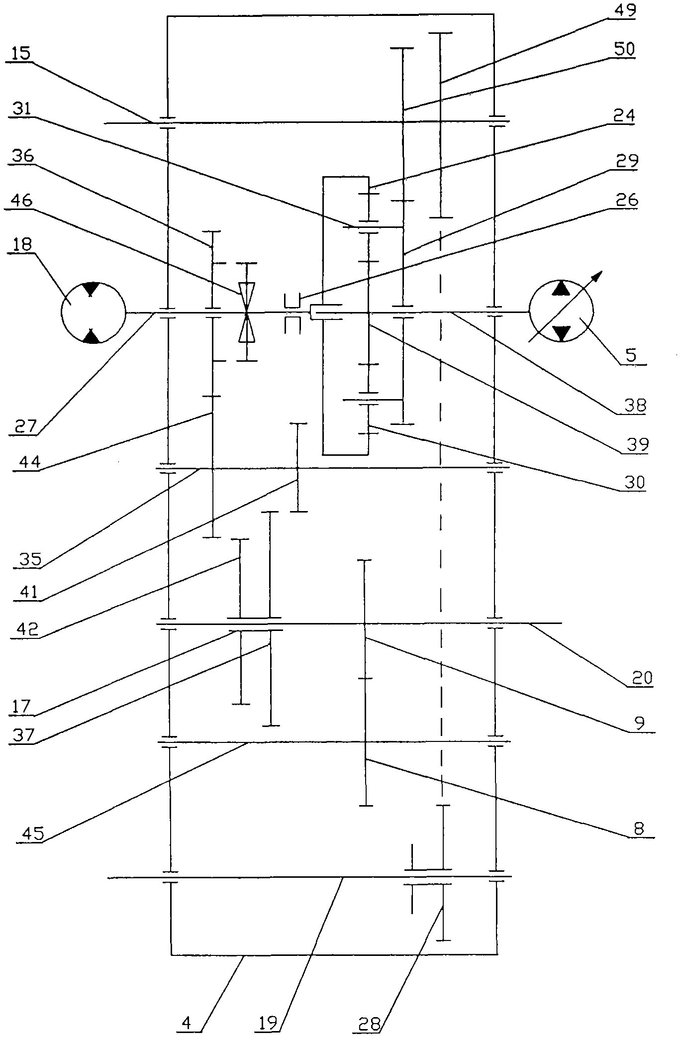 Mechanical hydraulic compound drive gearbox