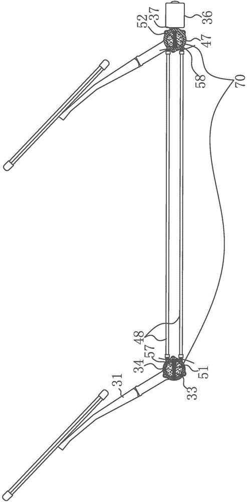 Three-scraping-piece flexible wall round hole internal-supported wiper blade hydraulic type windscreen wiper