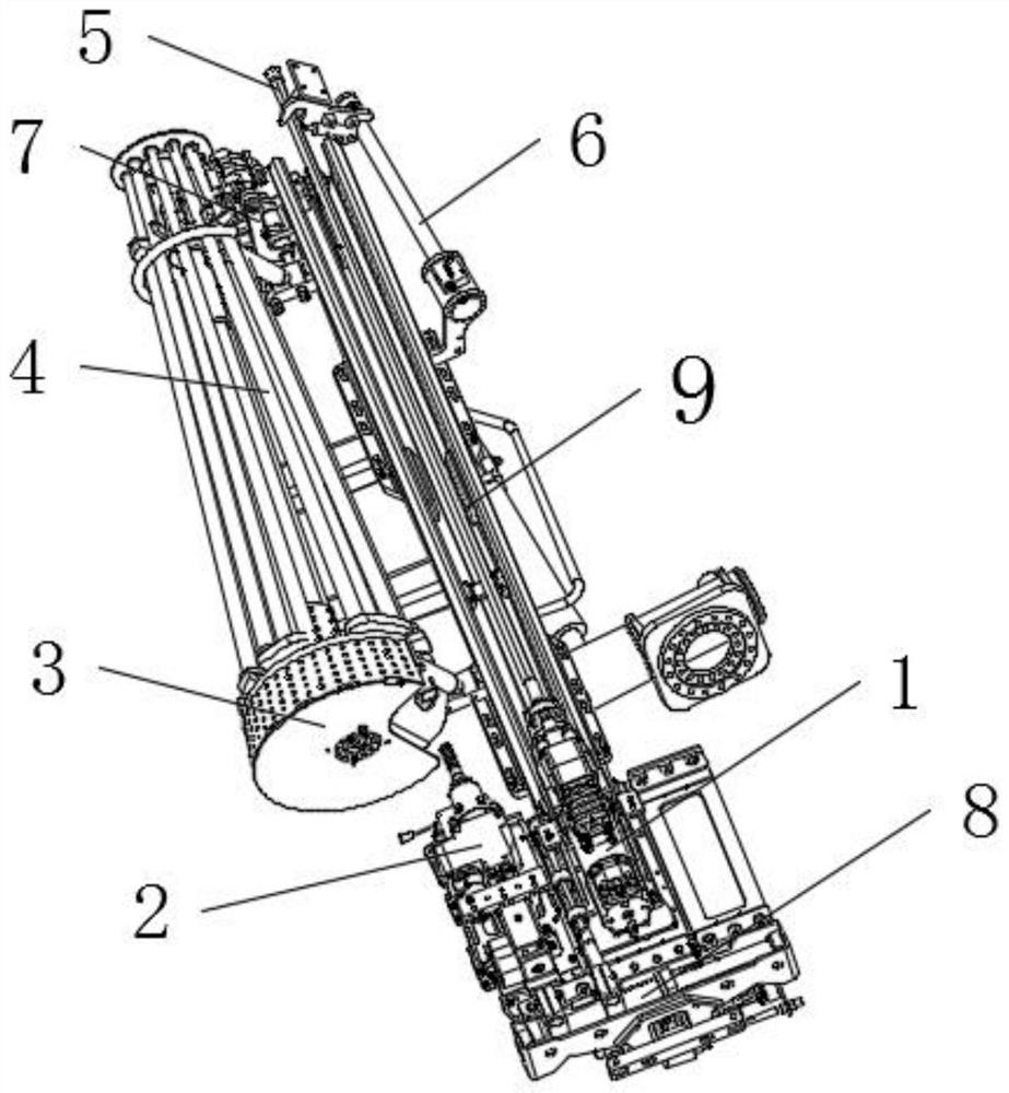 A fully automatic bolt storehouse and rod changing device