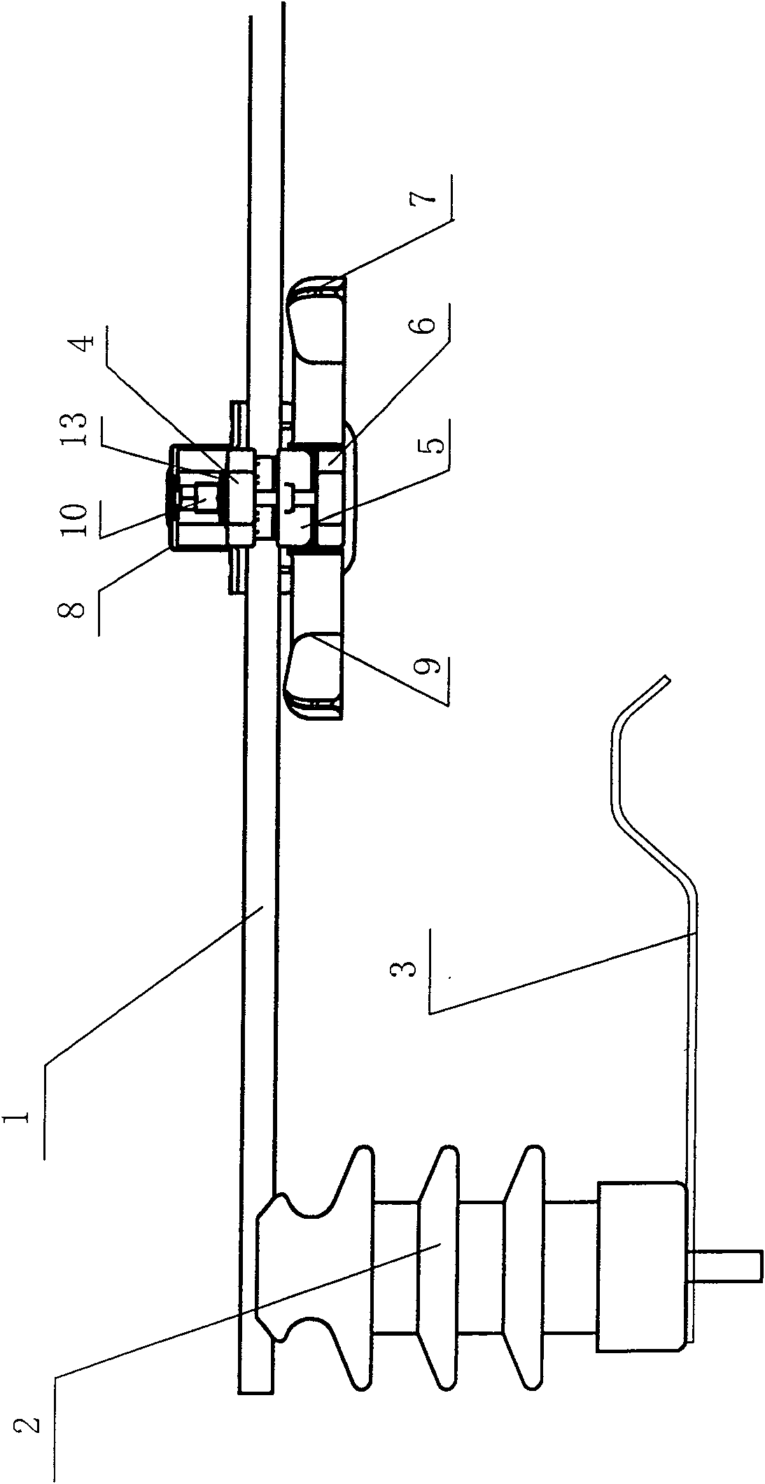 Arc-proof stabbing gold tool for preventing aerial insulated wire being broken by lightning stroke