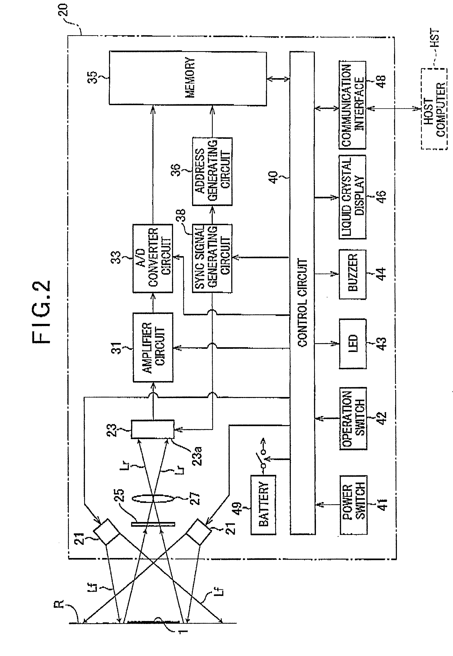 Two-dimensional code having rectangular region provided with specific patterns for specification of cell postions and distinction from background