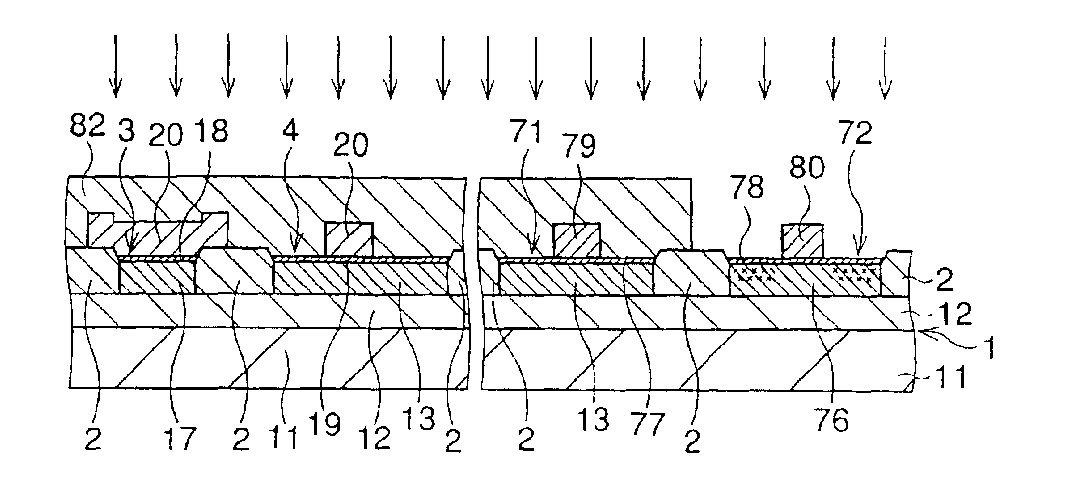 Non-volatile semiconductor memory with single layer gate structure