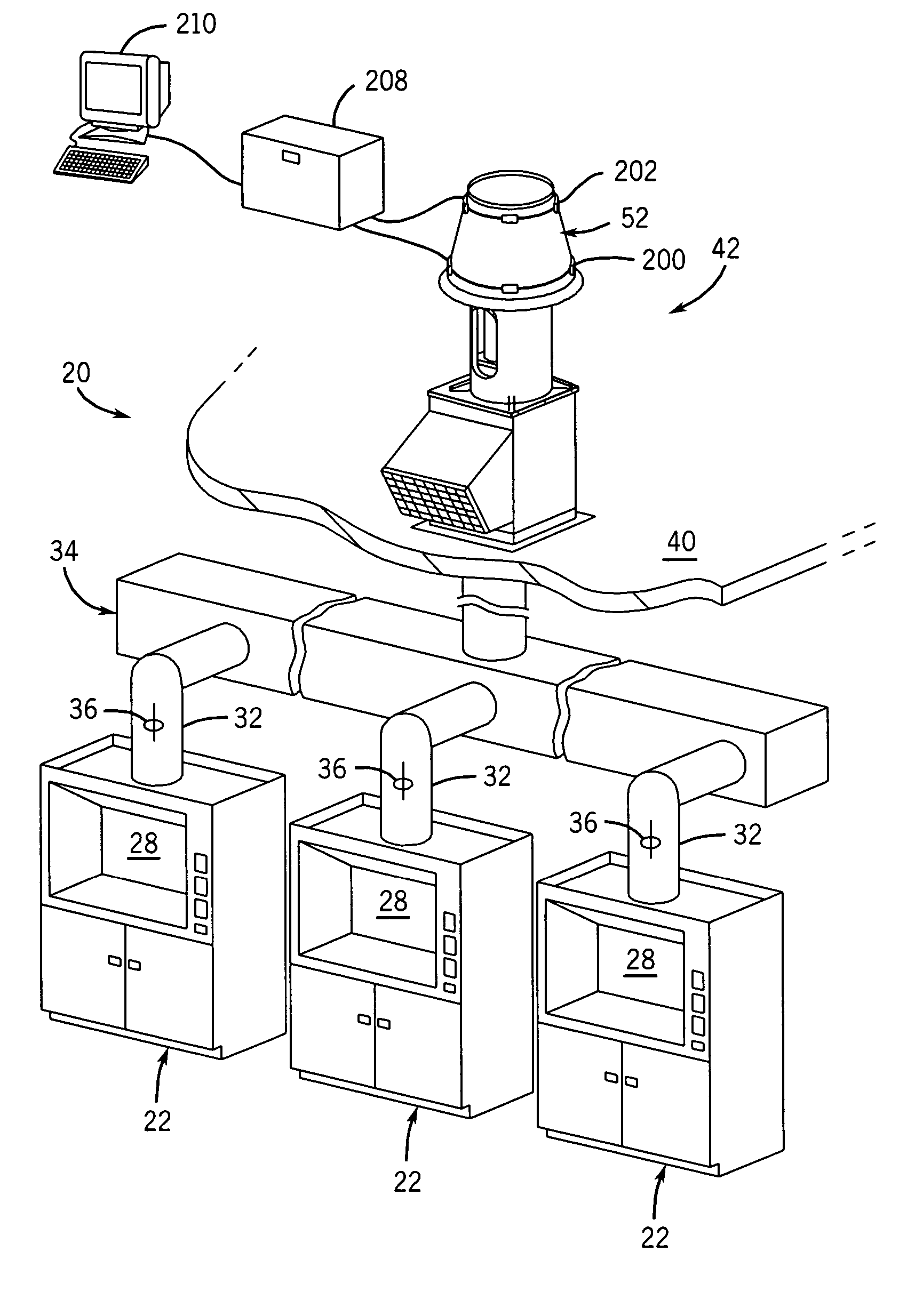 Induced flow fan with outlet flow measurement