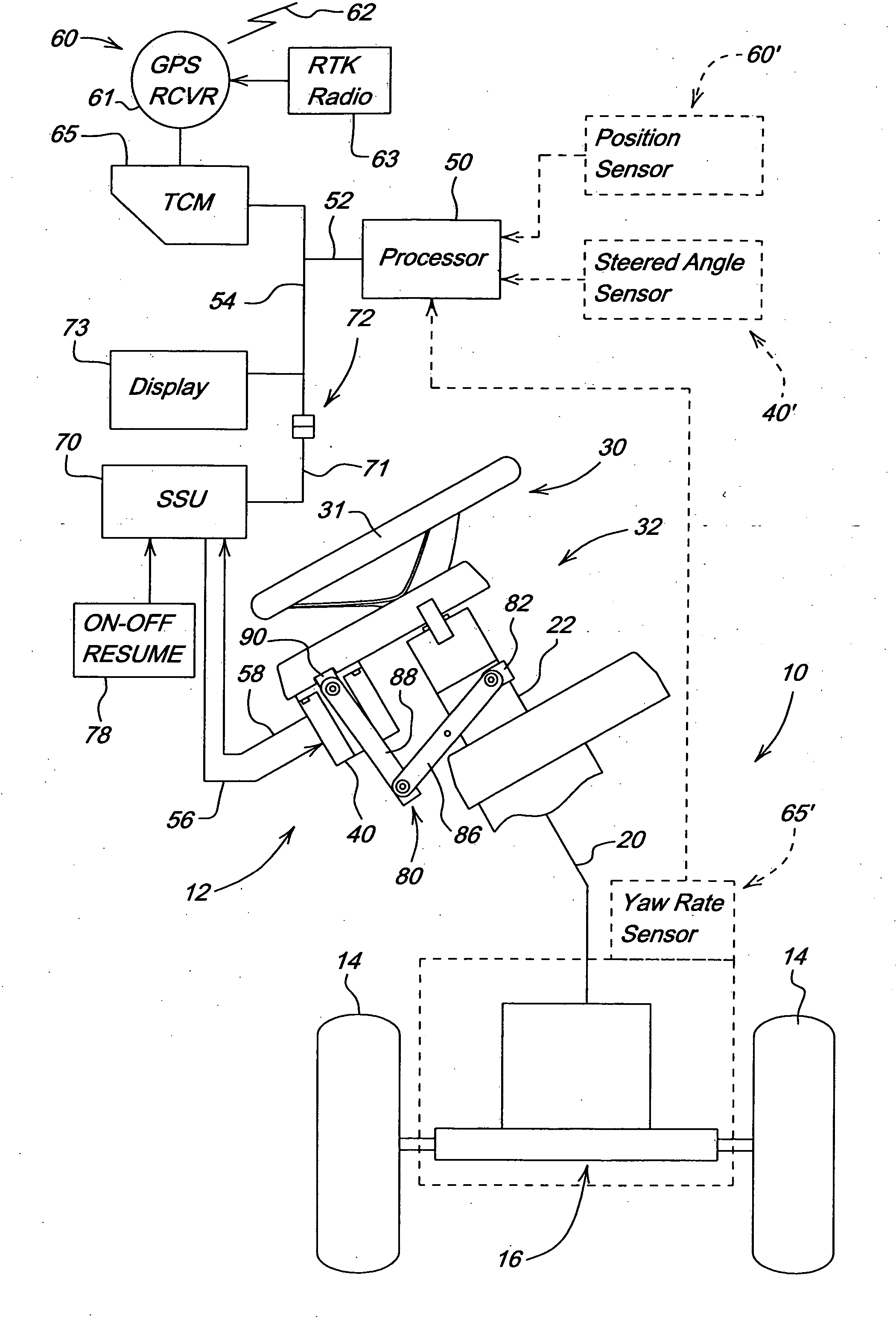 Direction determination utilizing vehicle yaw rate and change in steering position