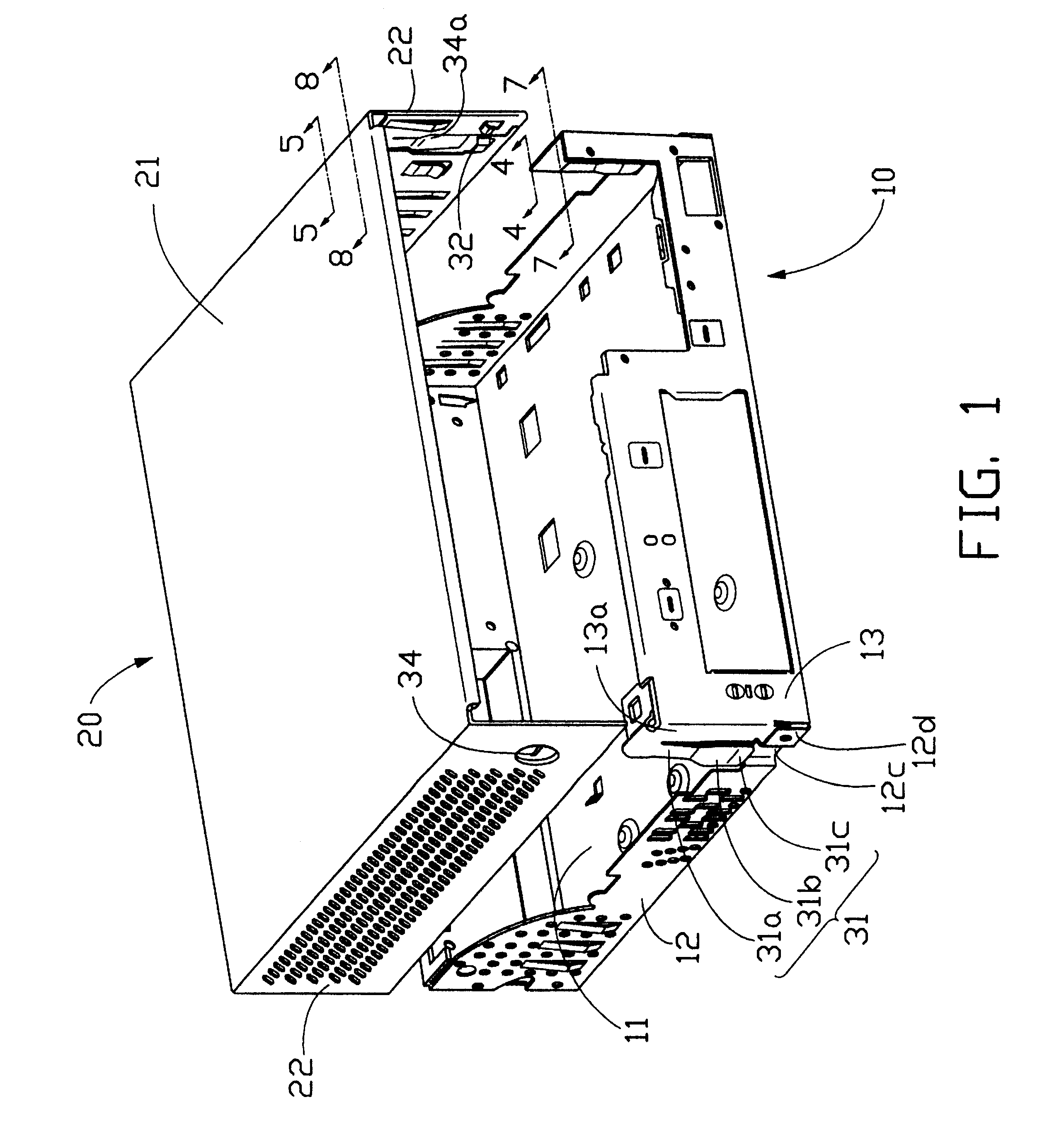 Computer enclosure with releasable interlocking mechanism between cover and chassis