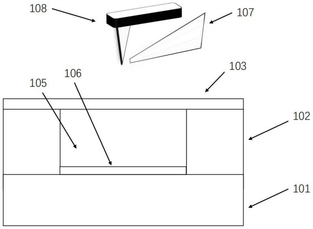 Microcavity-molybdenum oxide acoustic hyperbolic phonon polariton device and preparation method and application thereof