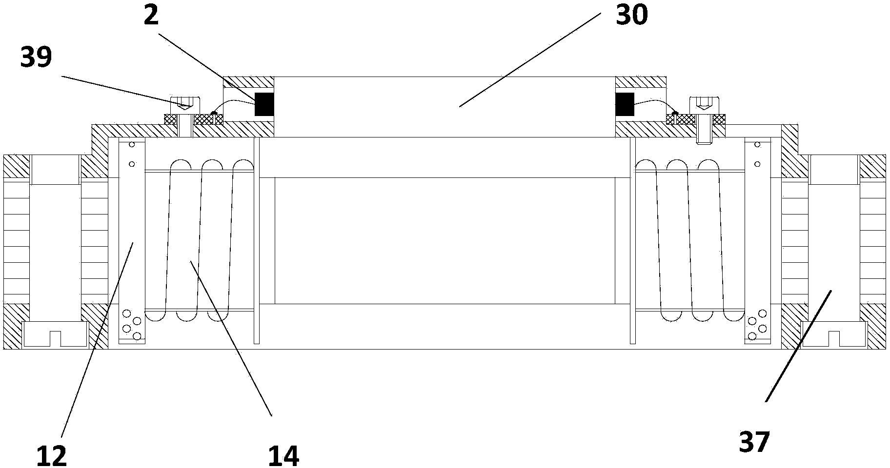 Installation structure and installation method of radial magnetic bearing and radial sensor