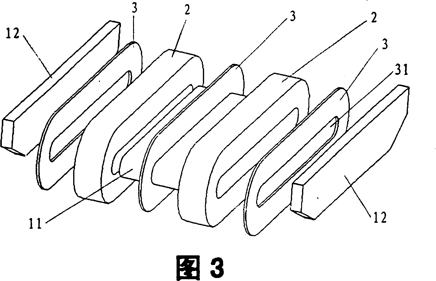 Suspended magnetic iron structure of magnetic suspension vehicle and its production mehtod