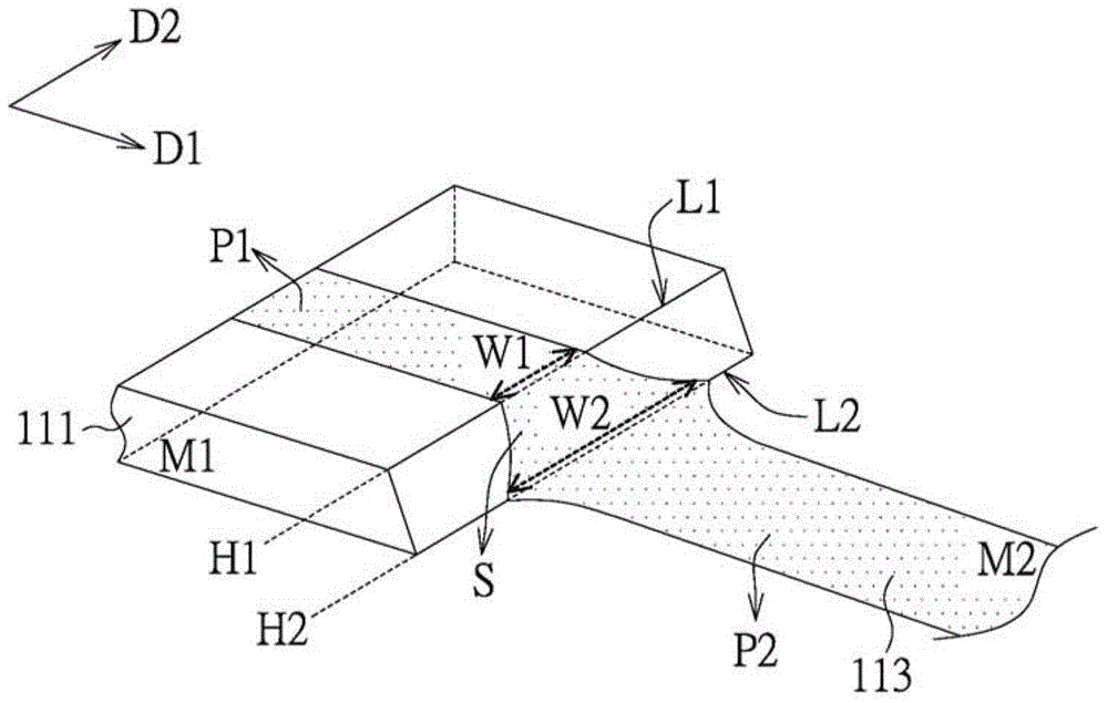 Display panel of conductive layer with variable line widths