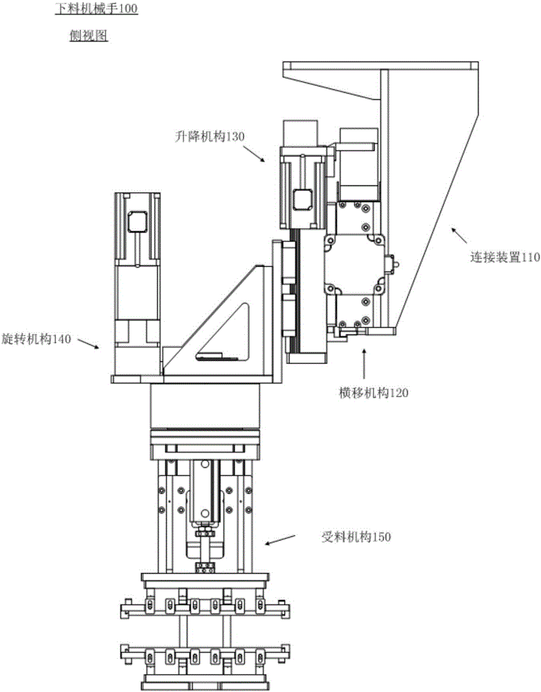 Discharging mechanical arm and discharging method thereof