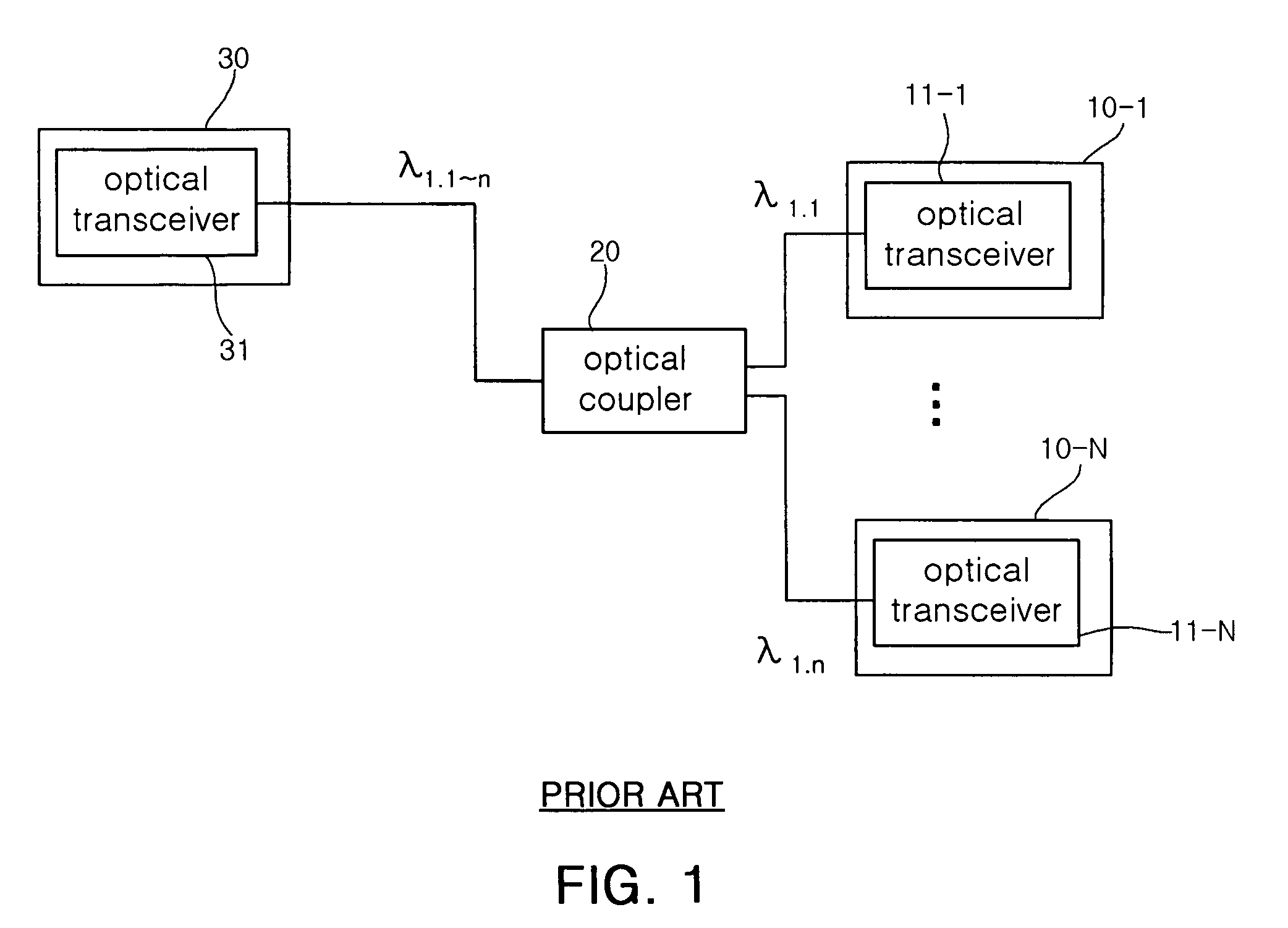 Optical transceiver for transmitting light source control information and optical network using the same