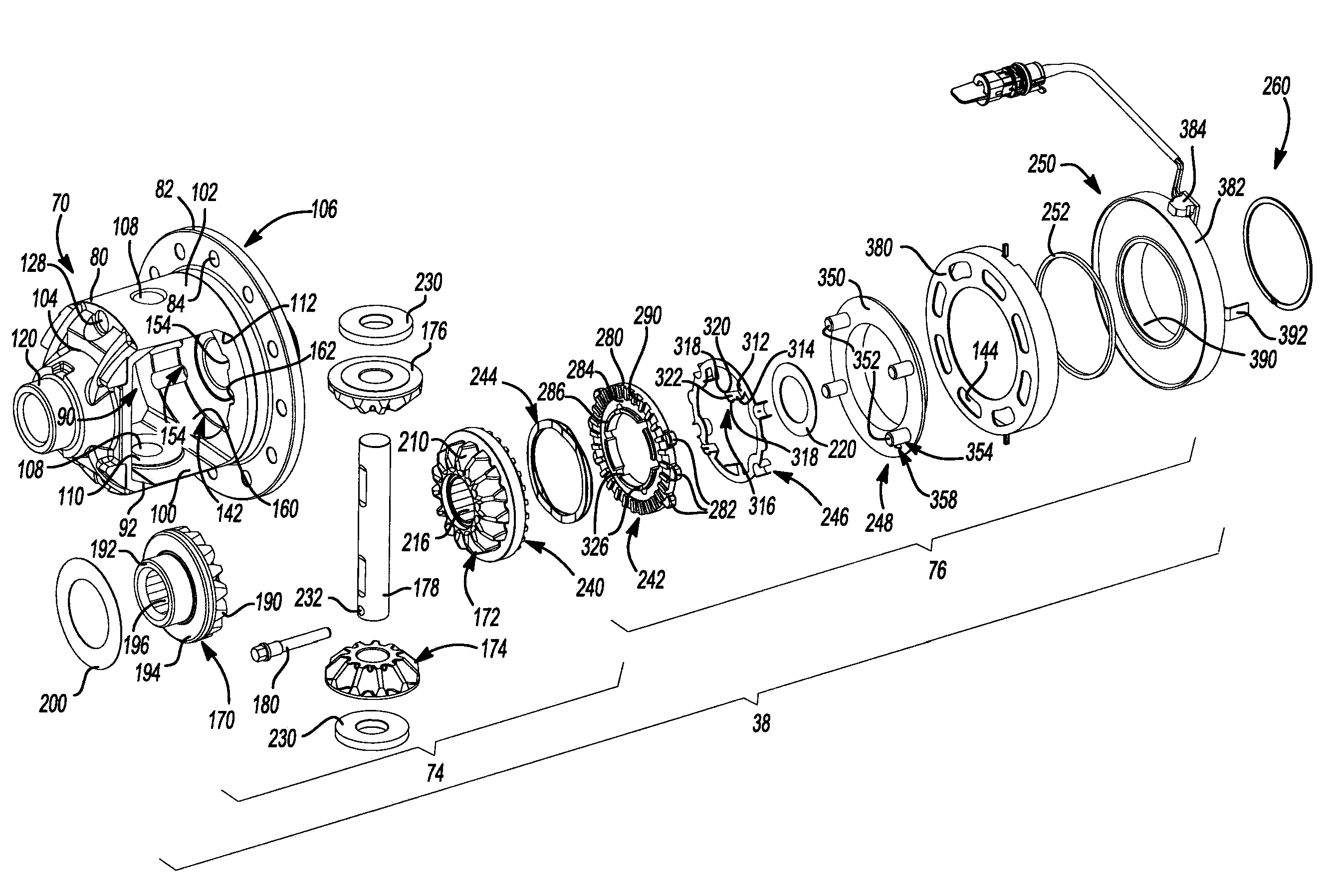 Electronic locking differential with direct locking state detection system